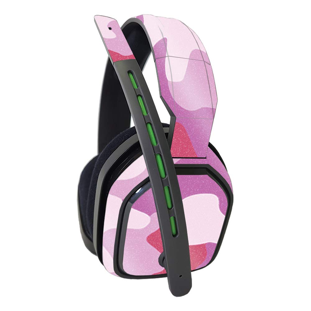 MightySkins Glossy Glitter Skin Cover for Astro A10 Gaming Headset - Pink Camo Design | Protective & Durable High-Gloss Finish | Easy to Apply, Remove & Change Styles | Made in USA | Perfect for Gamers, Streamers & Headset Customization