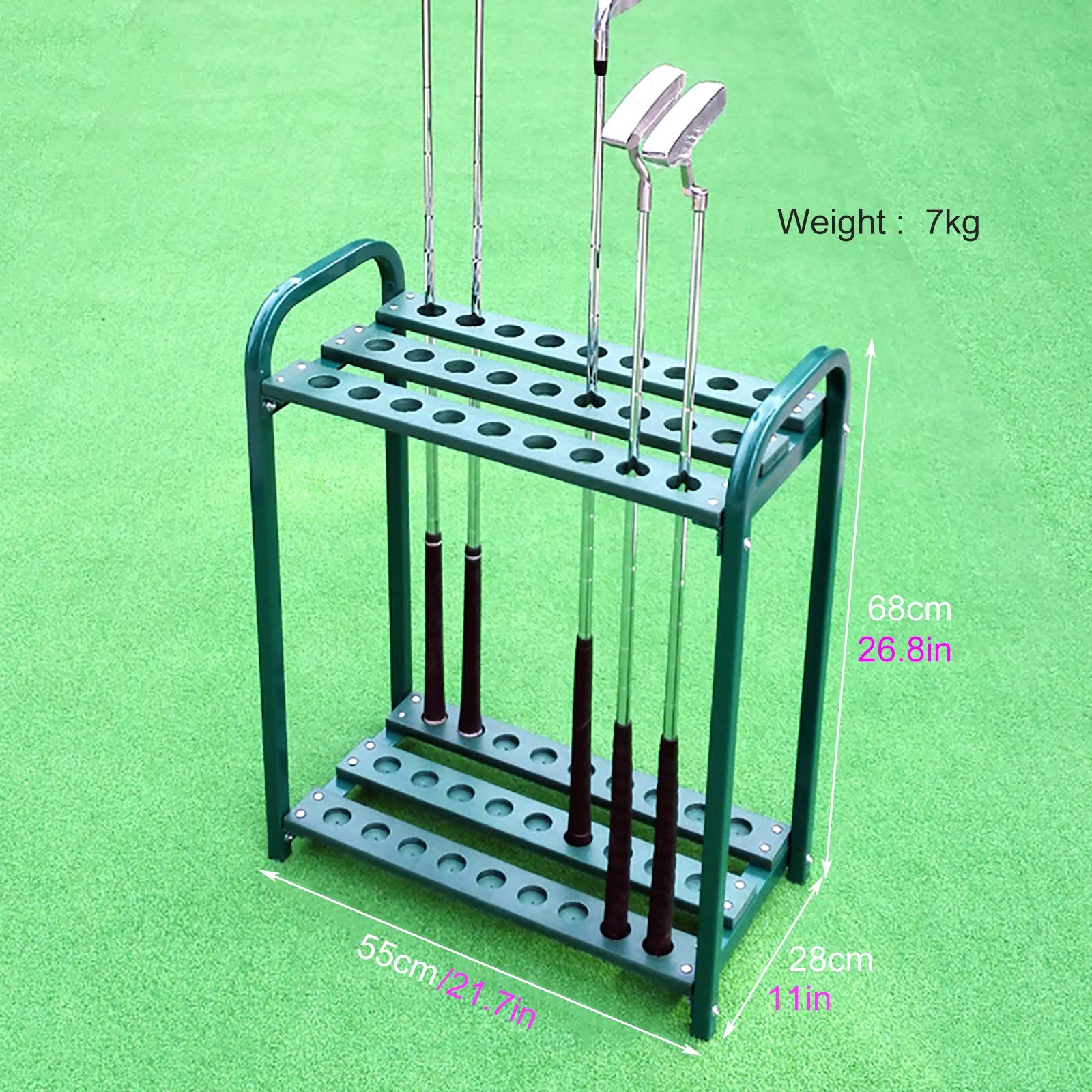 27-Hole Metal Golf Club Organizer Stand Rack | Durable Outdoor Golf Club Storage Holder in Green | Perfect for Golf Driving Range & Home Practice