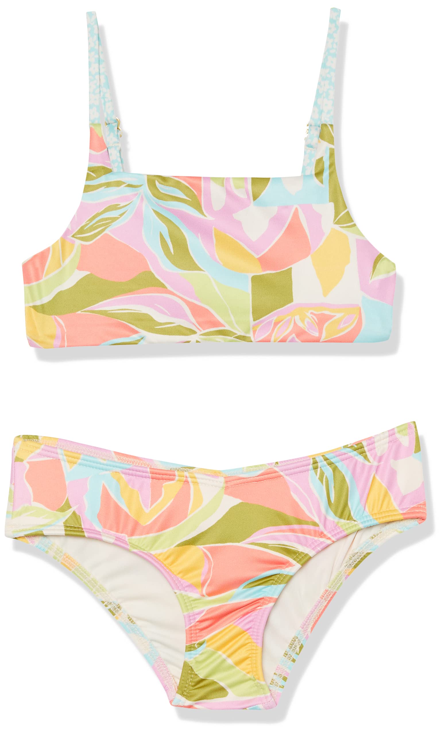 BILLABONG Women's Reversible Square Crop Bikini Set - Tropic Crush Print - Swimwear for Beach, Pool & Vacation | Summer Swim Suit for Surfing, Sunbathing & Tropical Getaways