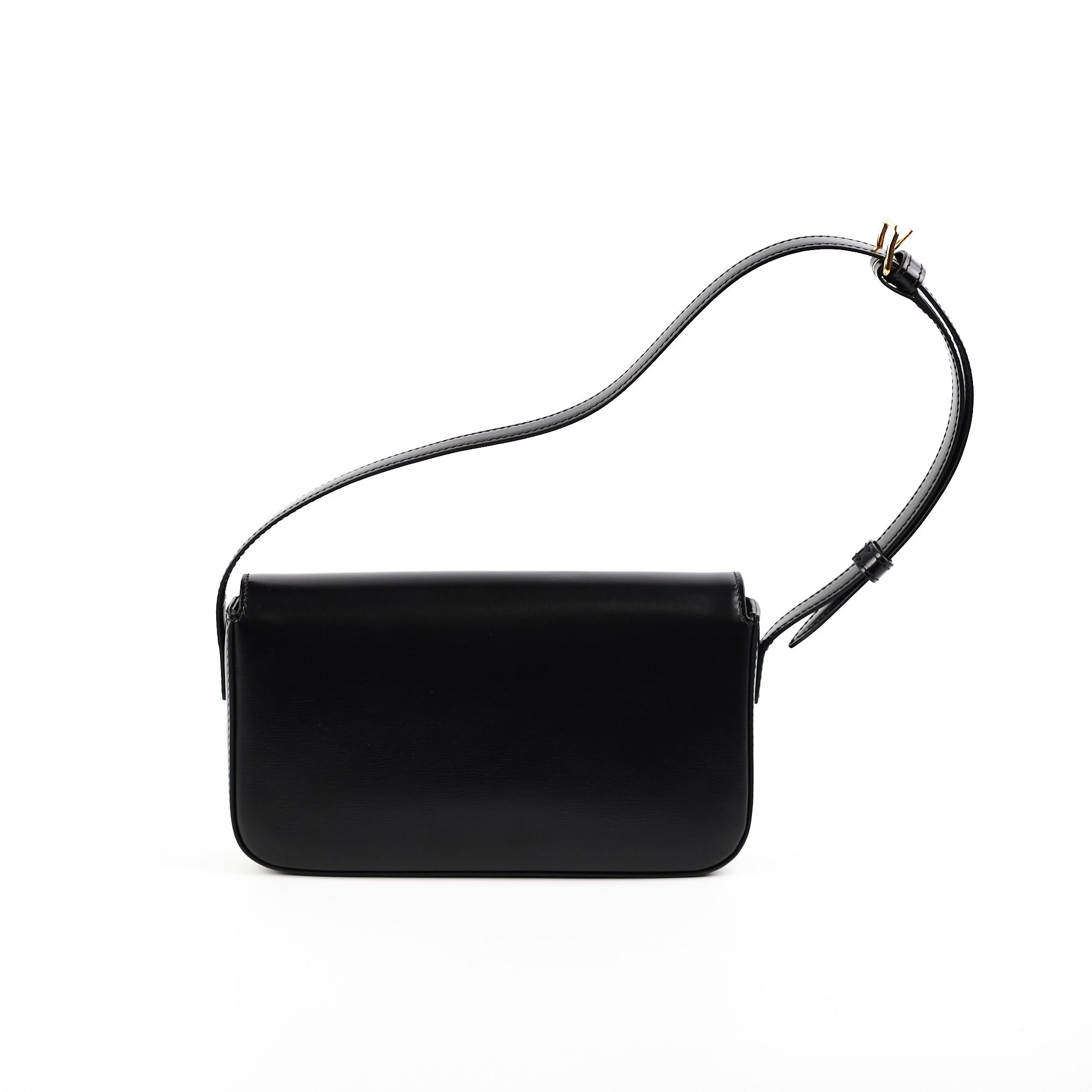 Celine Triomphe Black Leather Shoulder Bag for Women | Luxury Designer Handbag for Work, Travel & Evening Events