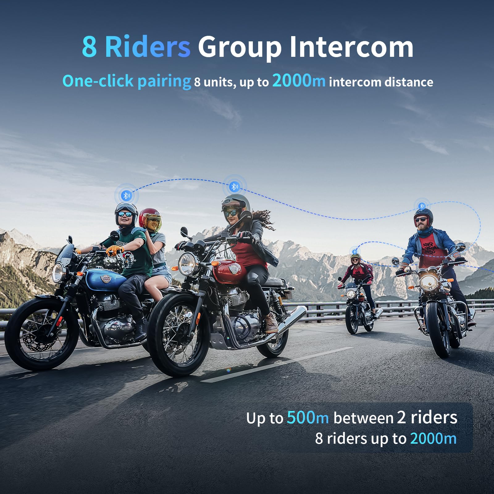 Fodsports M1-S Plus Motorcycle Bluetooth Headset - HRSQS High-Quality Speakers, One-Touch Pairing, Mic Mute, FM Radio, 10-Rider Intercom & Music Sharing | Perfect for Group Rides, Commuting & Adventure Touring | Crystal Clear Audio (1-Pack)