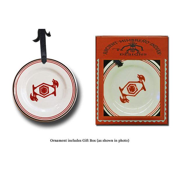 Handmade White & Maroon Reflection Ornament - Mimbreño Style Home Decor for Christmas Tree, Gift Giving & Holiday Decorations