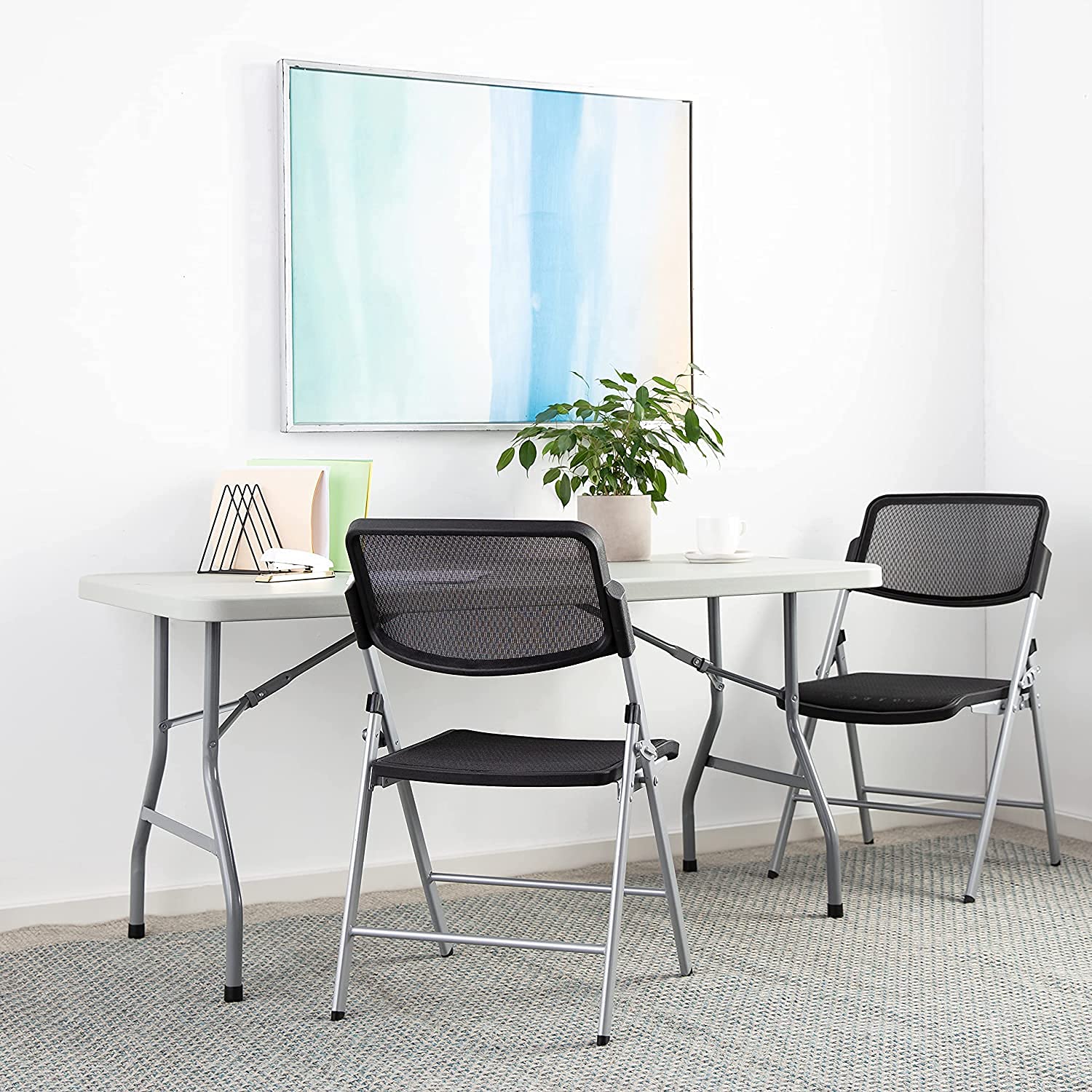 Office Star 5-Foot Light Gray Resin Folding Table - Durable Multipurpose Rectangle Table for Indoor & Outdoor Use | Perfect for Parties, Picnics, Camping & Home Office