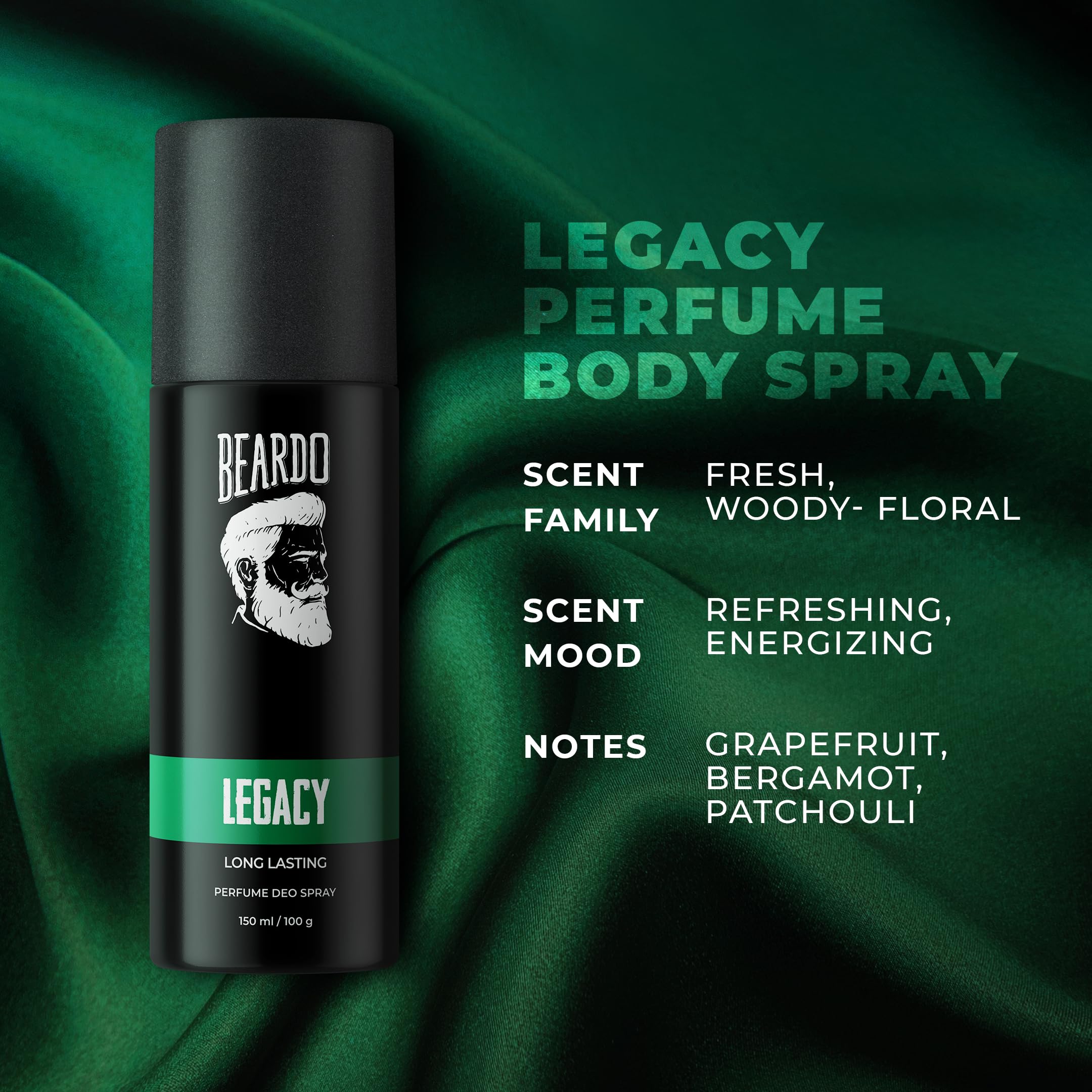 Beardo Legacy & Whisky Smoke Cologne Deodorant Spray Set for Men (2-Pack) - Spicy Woody Oudh Scent, Long Lasting Fragrance | Perfect for Date Night, Gifts for Men, Brothers & Friends | Office, Gym & Special Occasions