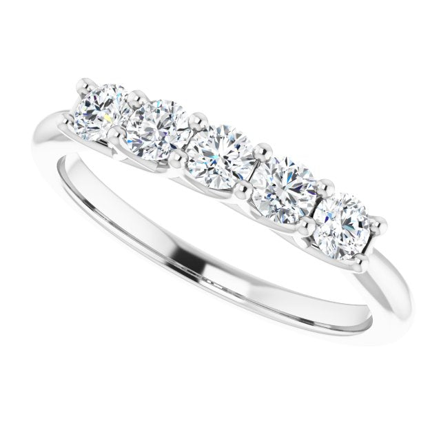 0.50 Carat Round Cut Diamond Wedding Band - 5 Stone Trellis Setting in 14K Gold - Elegant Bridal Ring for Engagement, Anniversary & Special Occasions