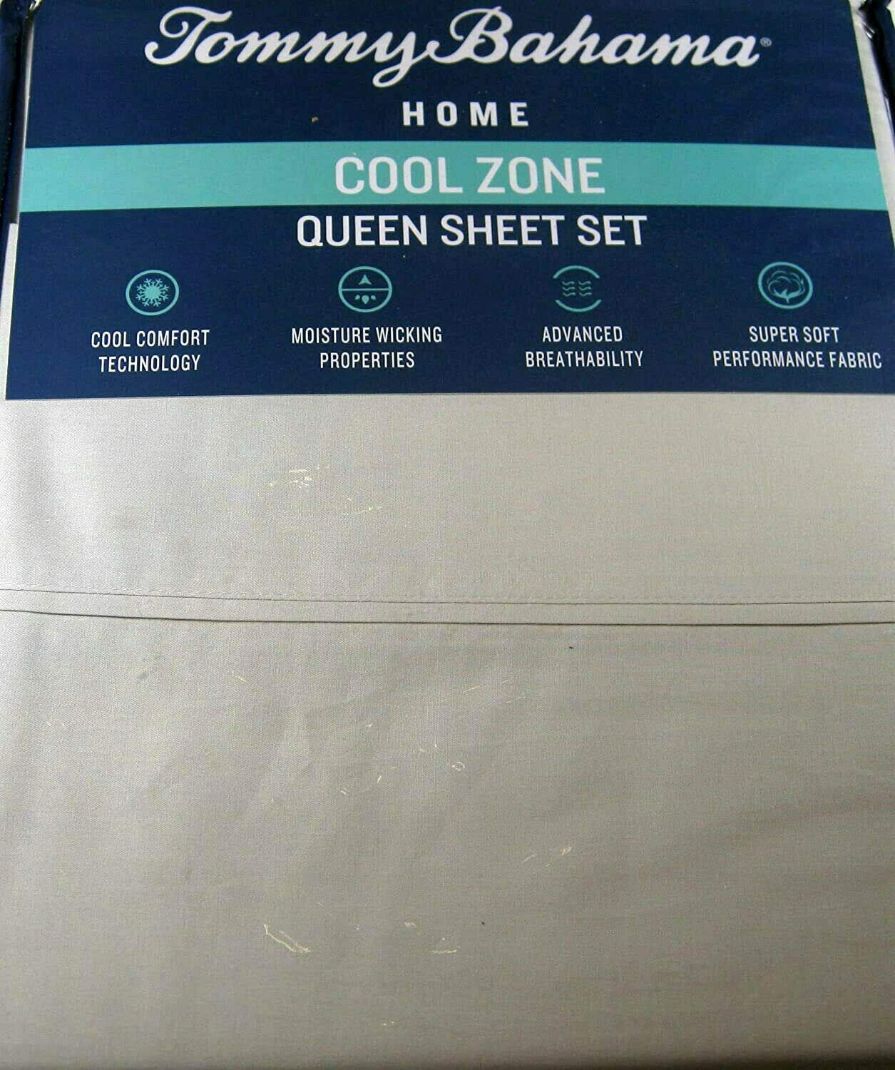 Tommy Bahama 4-Piece Queen Sheet Set - Light Gray Cooling Bed Sheets for Hot Sleepers | Breathable & Soft Bedding for Summer Nights