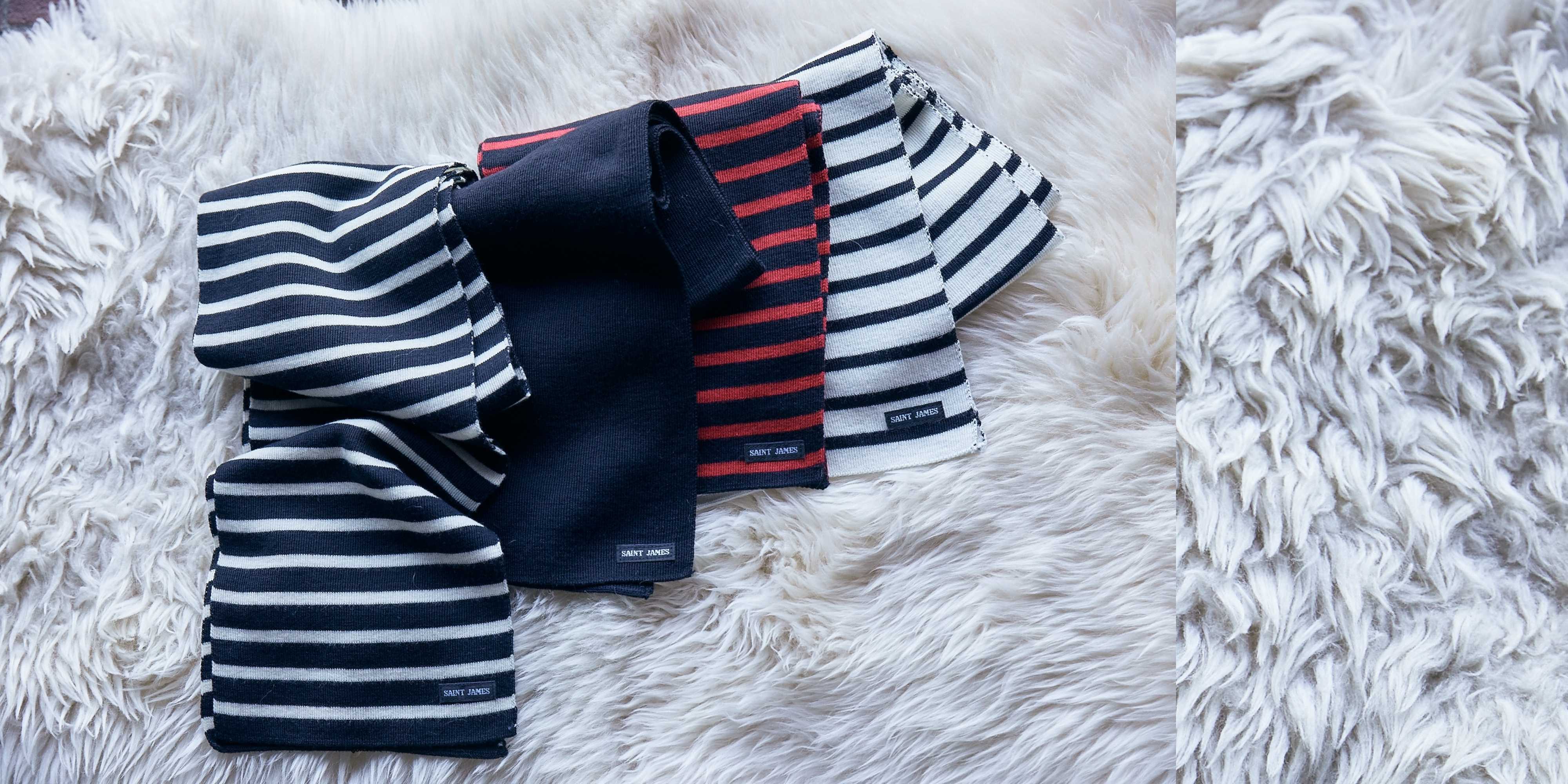 Duguay Soft Wool Blend Striped Scarf - Navy & Red Winter Fashion Accessory for Women & Men | Perfect for Cold Weather, Office & Outdoor Activities