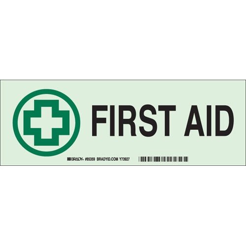 Brady 73538 First Aid Sign - Pack of 50 | OSHA Compliant Safety Signs for Workplace, Hospitals & Emergency Preparedness