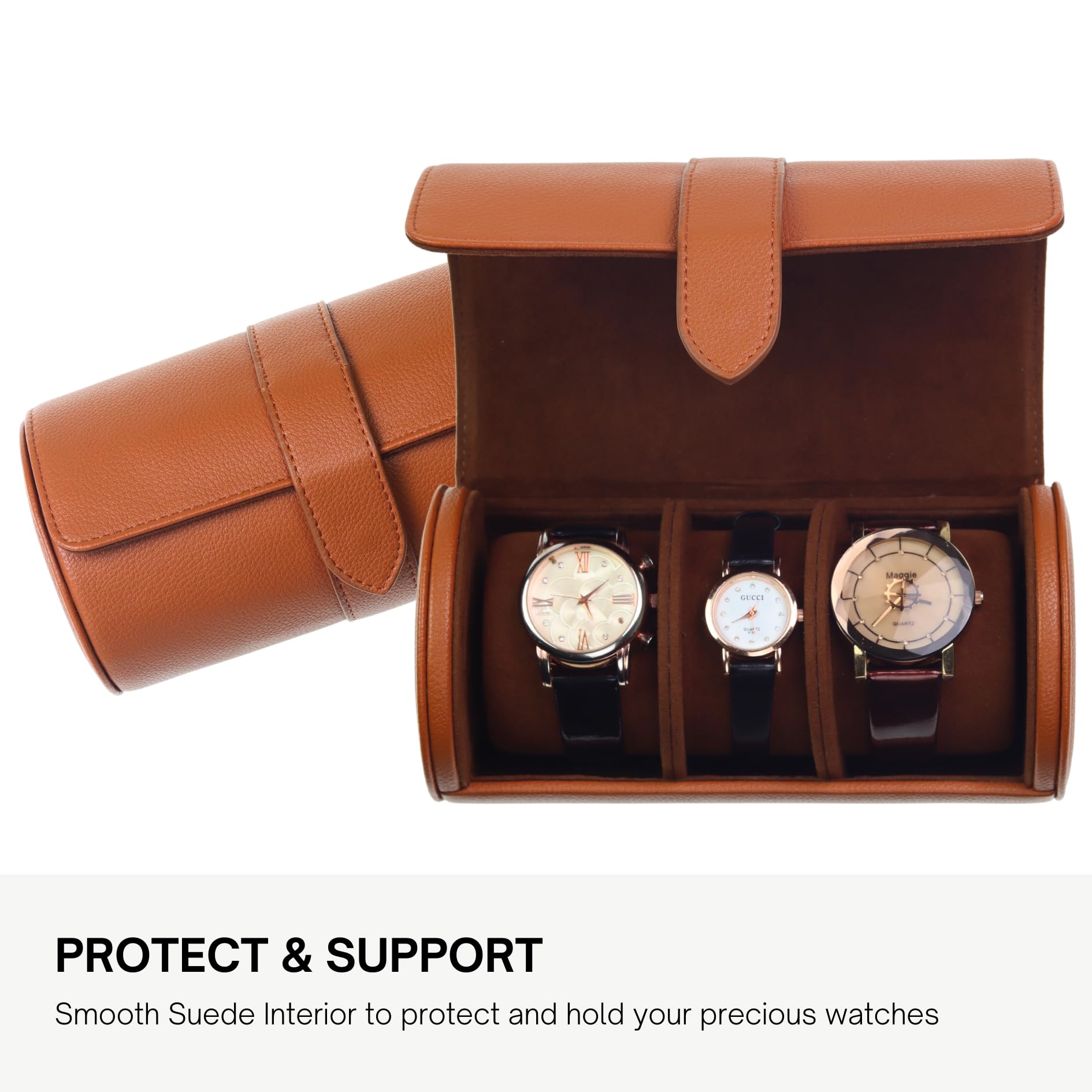 Luxury Executive Men's Watches & Bracelet Jewelry Box Organizer - Premium Cinnamon Wood Watch Case for Business Gifts & Travel Storage