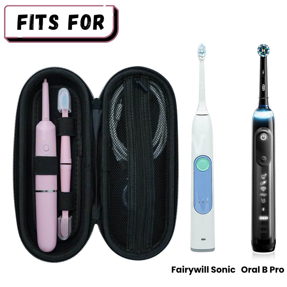 OBLIT Electric Toothbrush Travel Case - Compatible with Oral-B Pro 1000/2000/3000/3500/1500 & Philips Sonicare - Waterproof EVA Hard Shell with Mesh Pocket - Perfect for Air Travel, Camping & Business Trips (Black, Case Only)