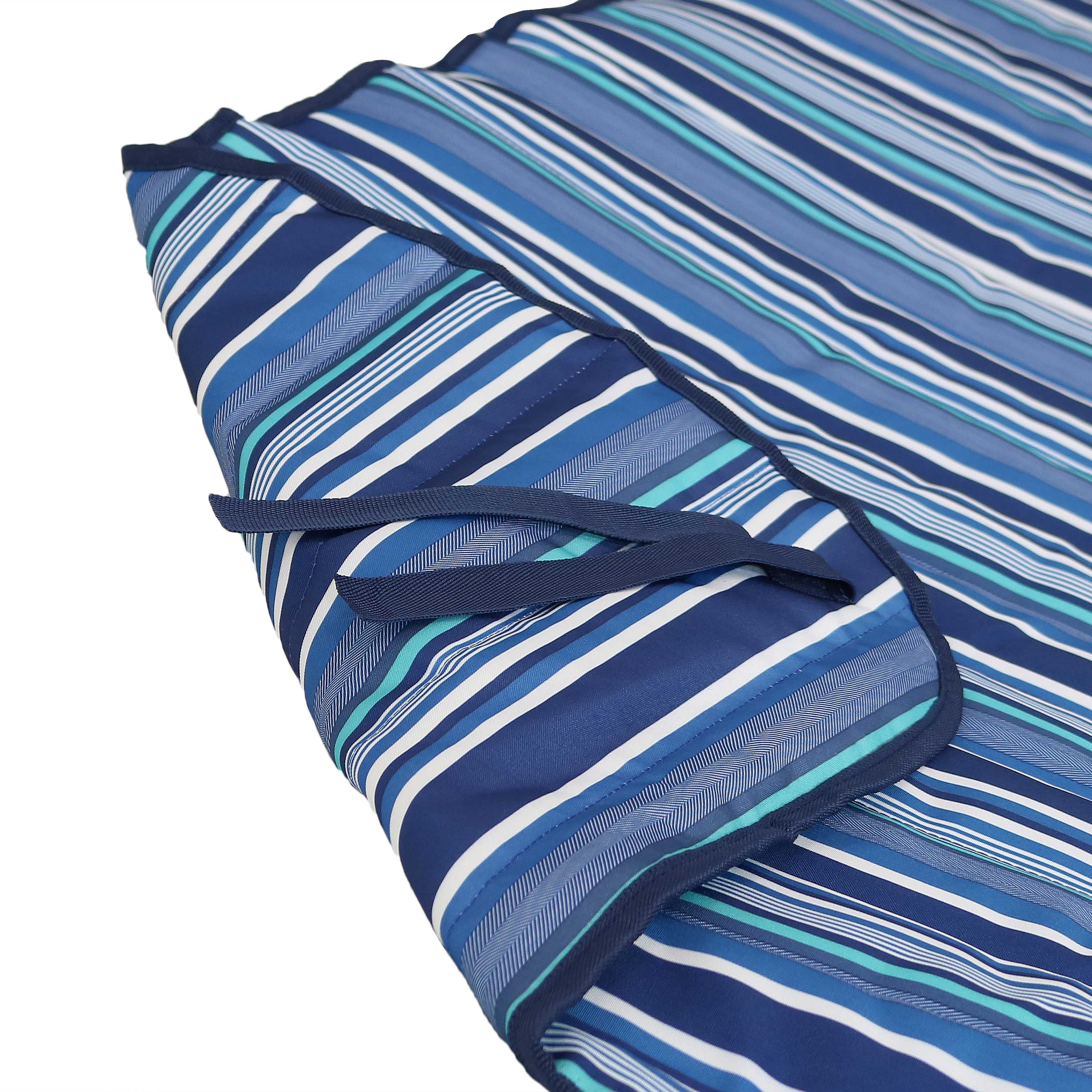 Sunnydaze Polyester Quilted Hammock Pad & Pillow Set - Waterproof Outdoor Cushion with Modern Breakwater Stripe Pattern for Patio, Poolside, Beach & Backyard Relaxation