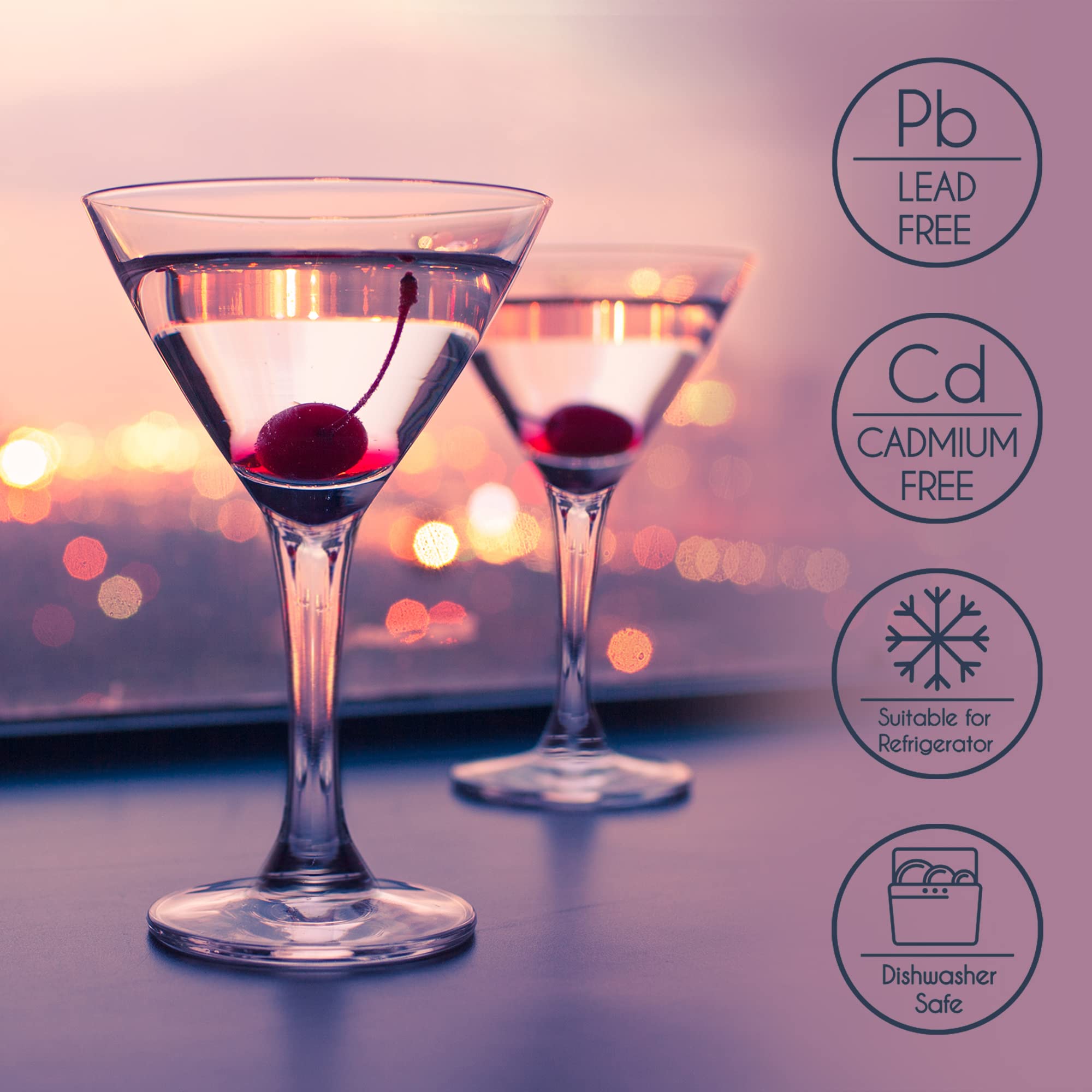 Premium 6-Piece Martini Glass Set - 6oz Classic Cocktail Glasses for Martinis, Cosmopolitans & Margaritas - Elegant Barware for Home Entertaining & Party Hosting