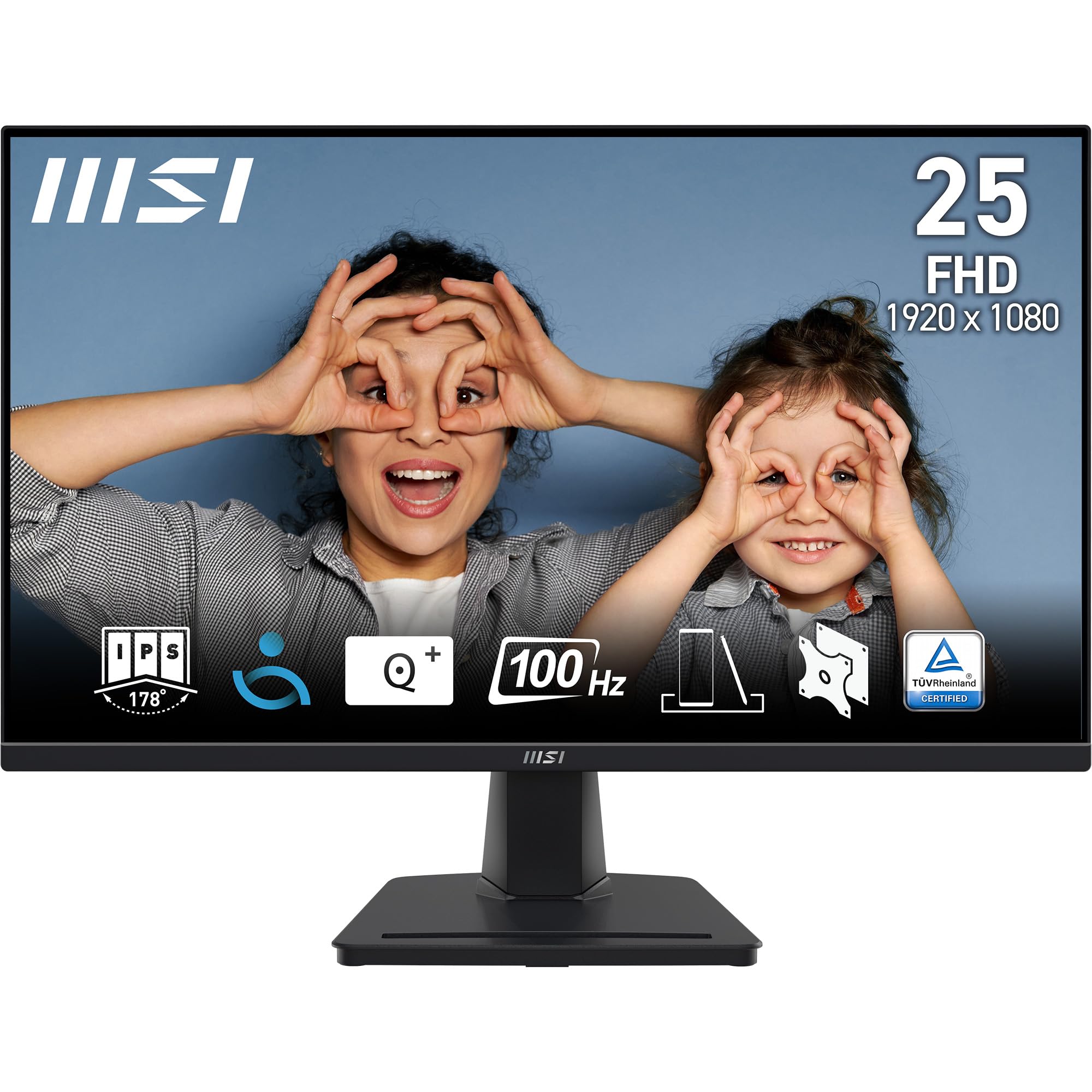 MSI PRO MP252 24.5 Inch Full HD Office Monitor - 1920x1080 IPS Panel, 100Hz Refresh Rate, Flicker-Free Eye Care Technology, Built-in Speakers, Tilt Adjustable Stand - HDMI 1.4b & VGA Ports for Home Office, Gaming, and Productivity Work