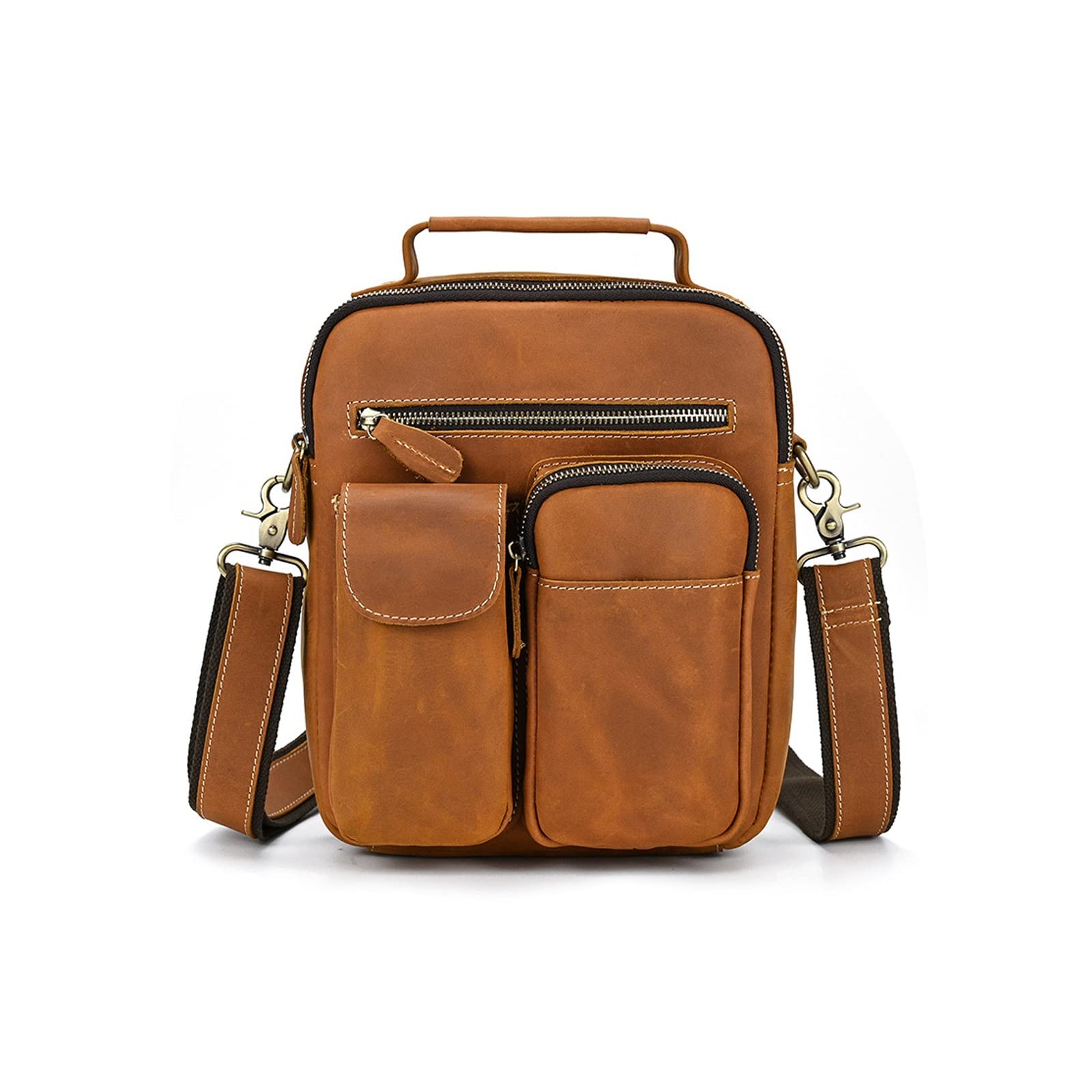Premium Genuine Leather Messenger Bag for Men - Handmade Crossbody Work Bag, Durable Shoulder Bag for Business & Travel - Ideal Gift for Him or Her (Brown A) - Perfect for Office, Commuting & Daily Use