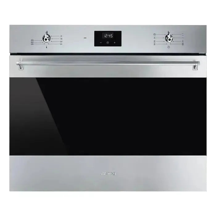 Smeg Classic 70cm Stainless Steel Built-In Oven with Digital Clock - Perfect for Modern Kitchens, Baking, and Family Cooking