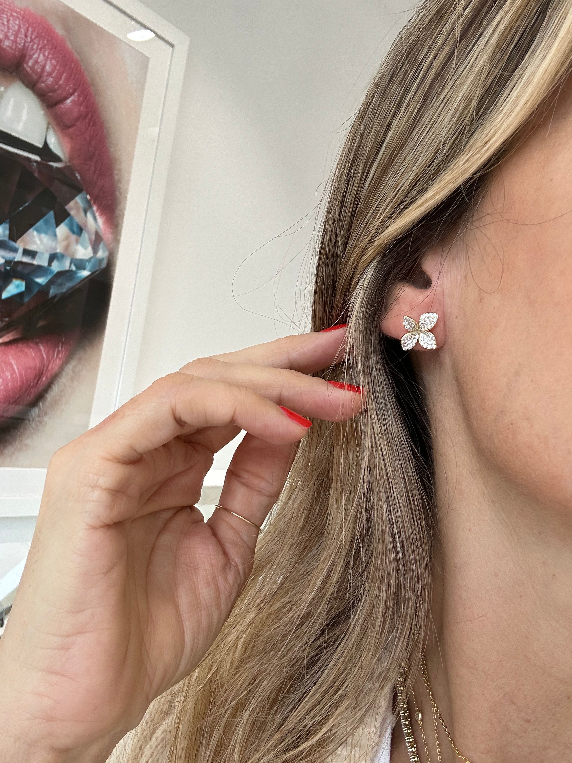 Small Pavé Flower Earrings - Dainty Floral Stud Earrings for Women - Perfect for Weddings, Parties & Everyday Wear