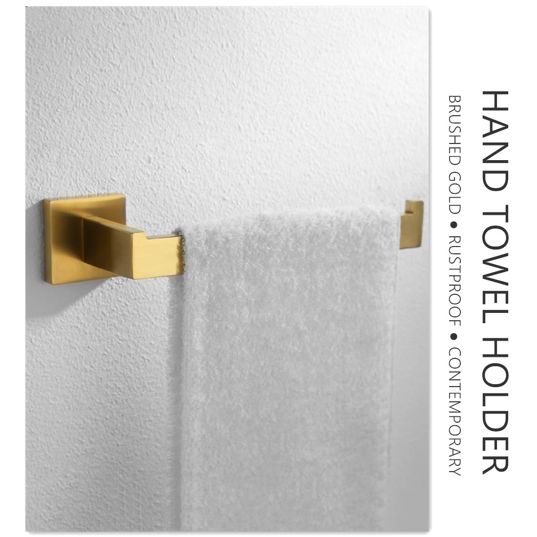 VELIMAX SUS304 Stainless Steel Hand Towel Bar - Wall Mounted Towel Ring with Brushed Gold Finish - Modern Bathroom & Kitchen Towel Holder for Spa, Hotel, or Home Decor