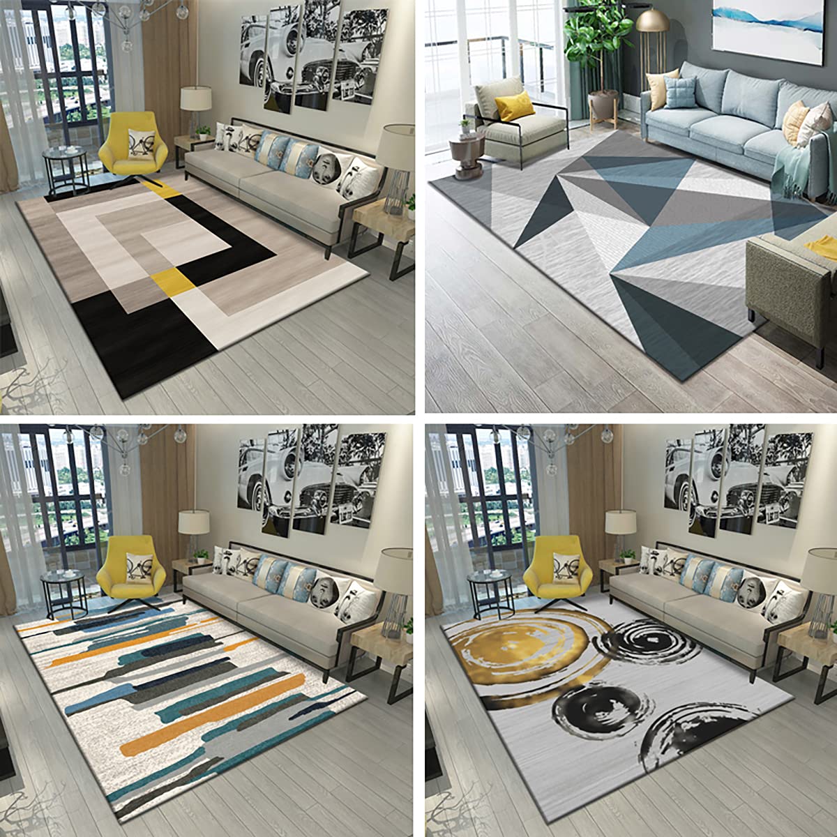 31.5x47.24 Inch Modern Geometric Print Non-Slip Washable Area Rug - Soft Living Room Carpet for Bedroom, Dining Room & Home Decor - Perfect for Cozy Spaces & High-Traffic Areas