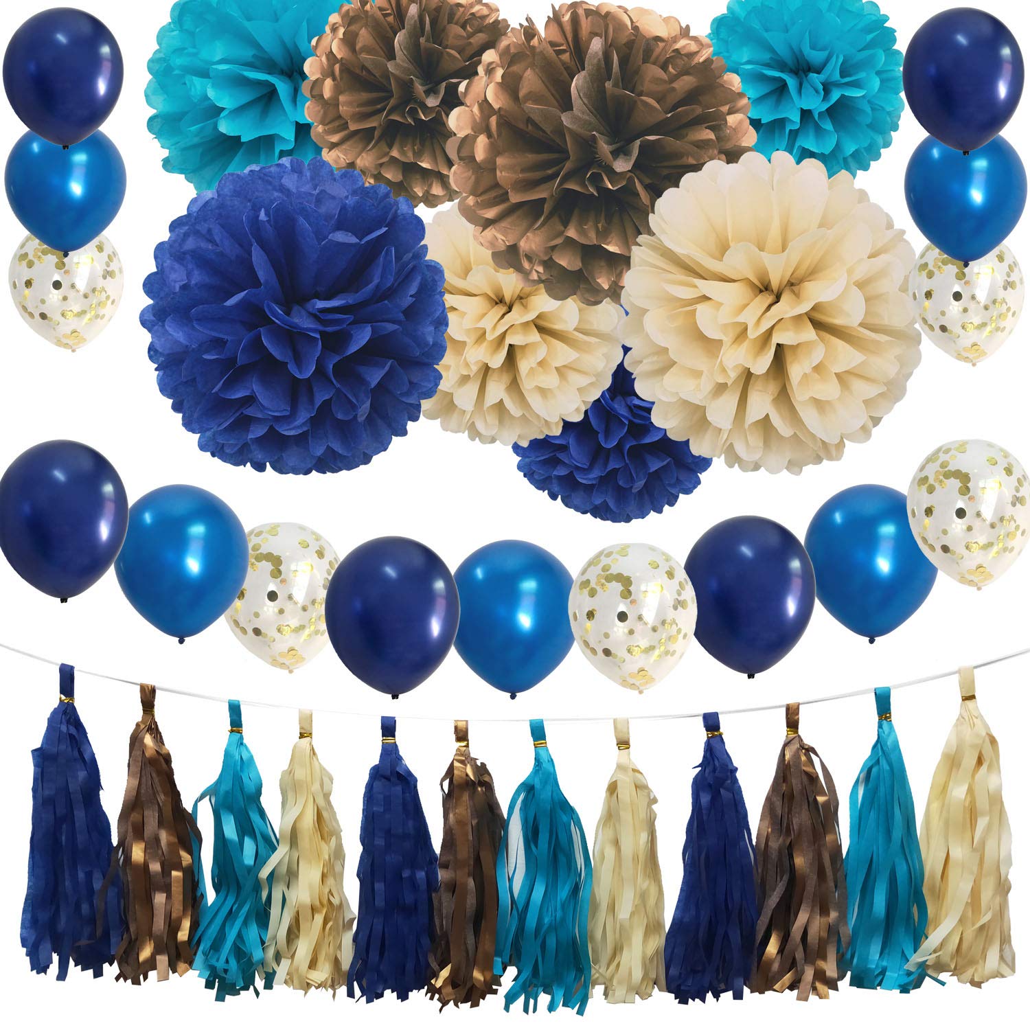 Royal Blue and Navy Gold Party Decorations - Elegant Nautical Bachelorette, Bridal Shower, Birthday, Wedding & Graduation Party Supplies Kit | Perfect for Beach-Themed Events, Baby Showers and Anniversary Celebrations