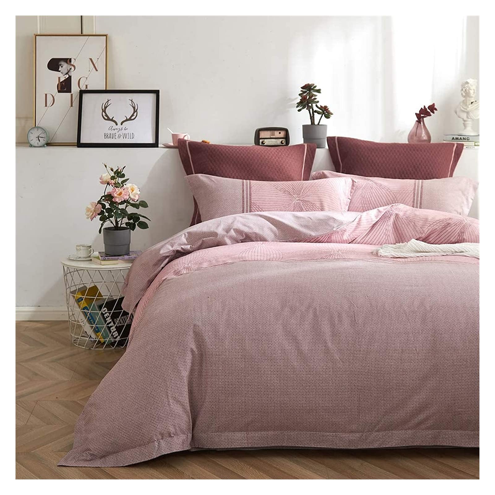 Luxury 4-Piece Cotton Bedding Set - Queen Size Duvet Cover & Pillowcases for Home or Hotel | Soft Breathable Embroidery Sheets for Double/Full/King Beds | Perfect for Master Bedrooms, Guest Rooms & Vacation Rentals
