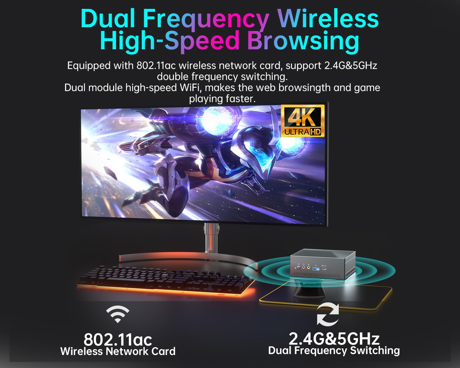 SkyBarium Mini PC AMD Ryzen 7 3750H (2.3GHz up to 4.0GHz) 8GB RAM 256GB SSD, Windows 11 Mini Computer with WiFi 5 & Bluetooth 4.2, 4K@60Hz Triple Display - Perfect for Home Office, Business Work & Gaming