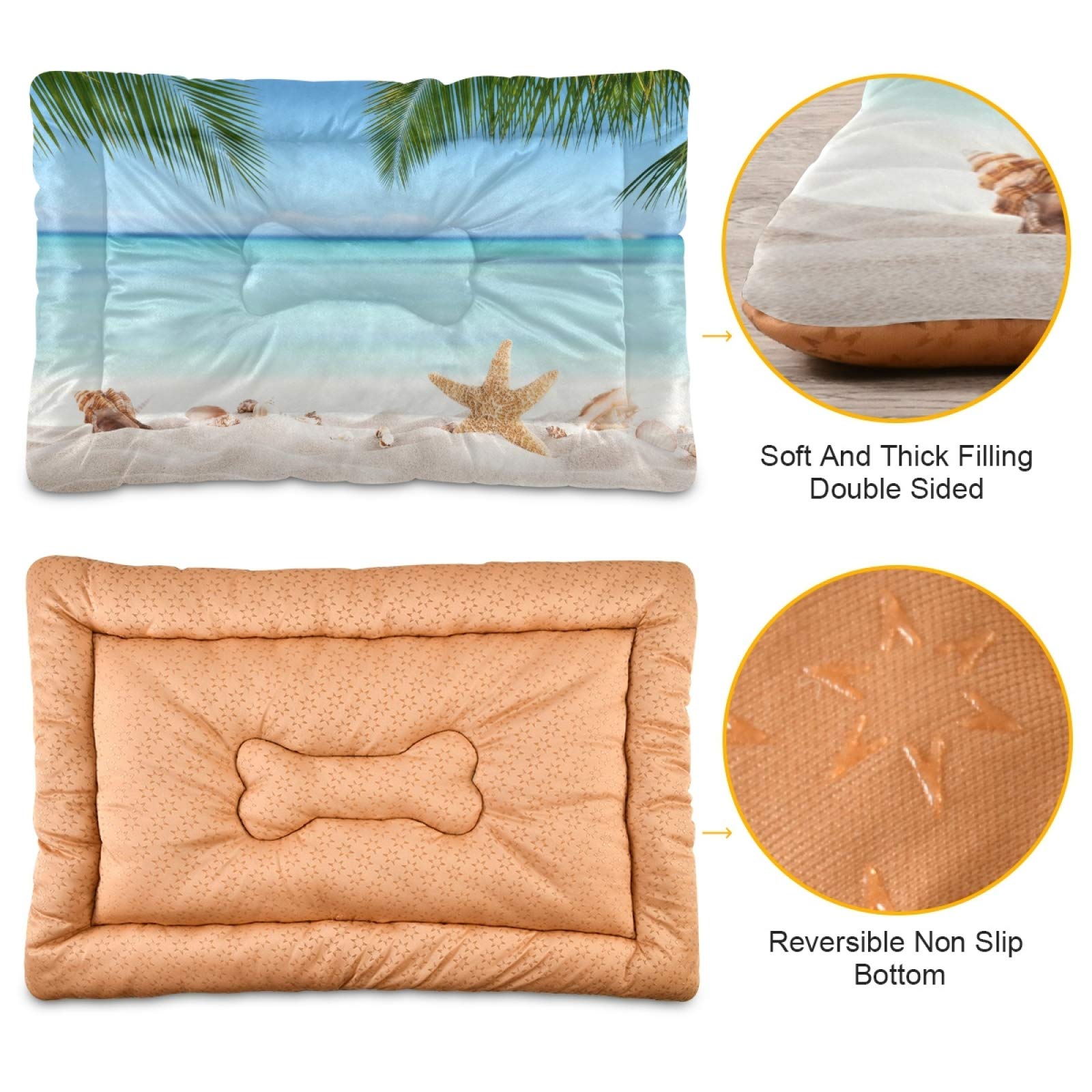 Ultra Soft Summer Beach Dog Bed for Small & Medium Dogs - Rectangle Comfortable Calming Pet Bed (24x18 Inches) for Indoor & Outdoor Use - Perfect for Beach Trips, Travel, and Home Relaxation