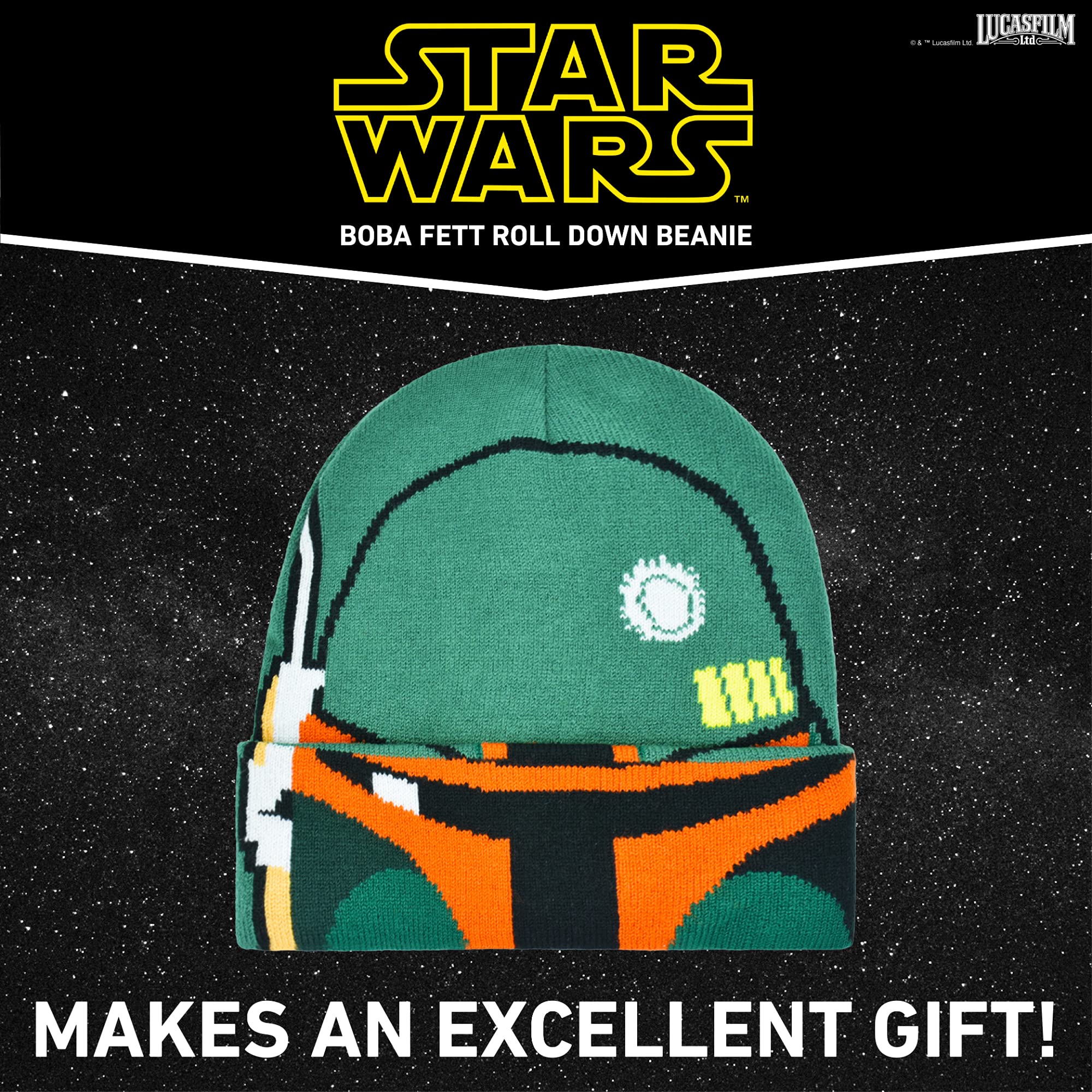 Star Wars Boba Fett Knitted Acrylic Winter Beanie Hat for Adults - Warm Cosplay Costume Accessory for Halloween, Comic Con & Cold Weather