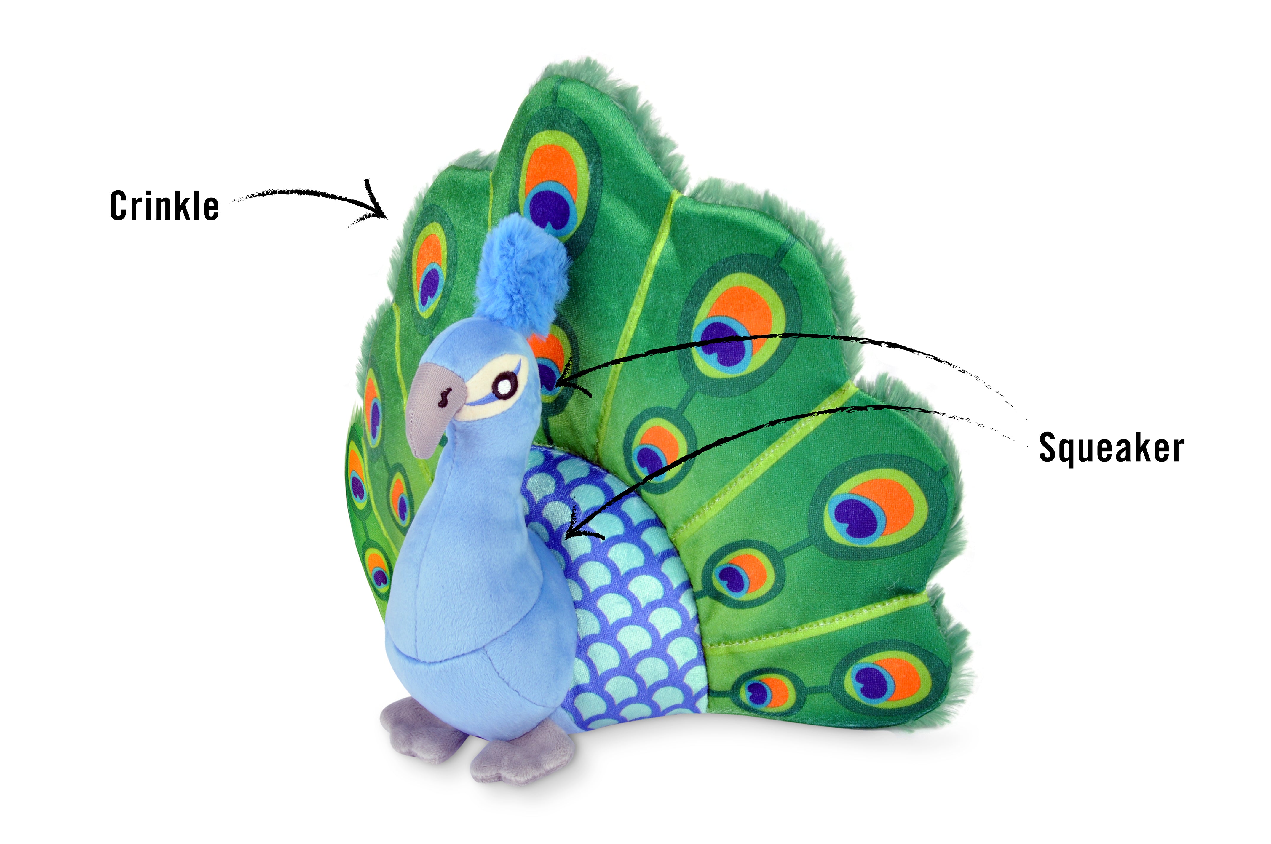 Percy the Peacock Plush Dog Toy - Fetching Flock™ Interactive Chew Toy for Dogs | Soft & Durable Pet P.L.A.Y. Toy for Fetch, Tug-of-War & Cuddling | Perfect for Playtime, Training & Comfort