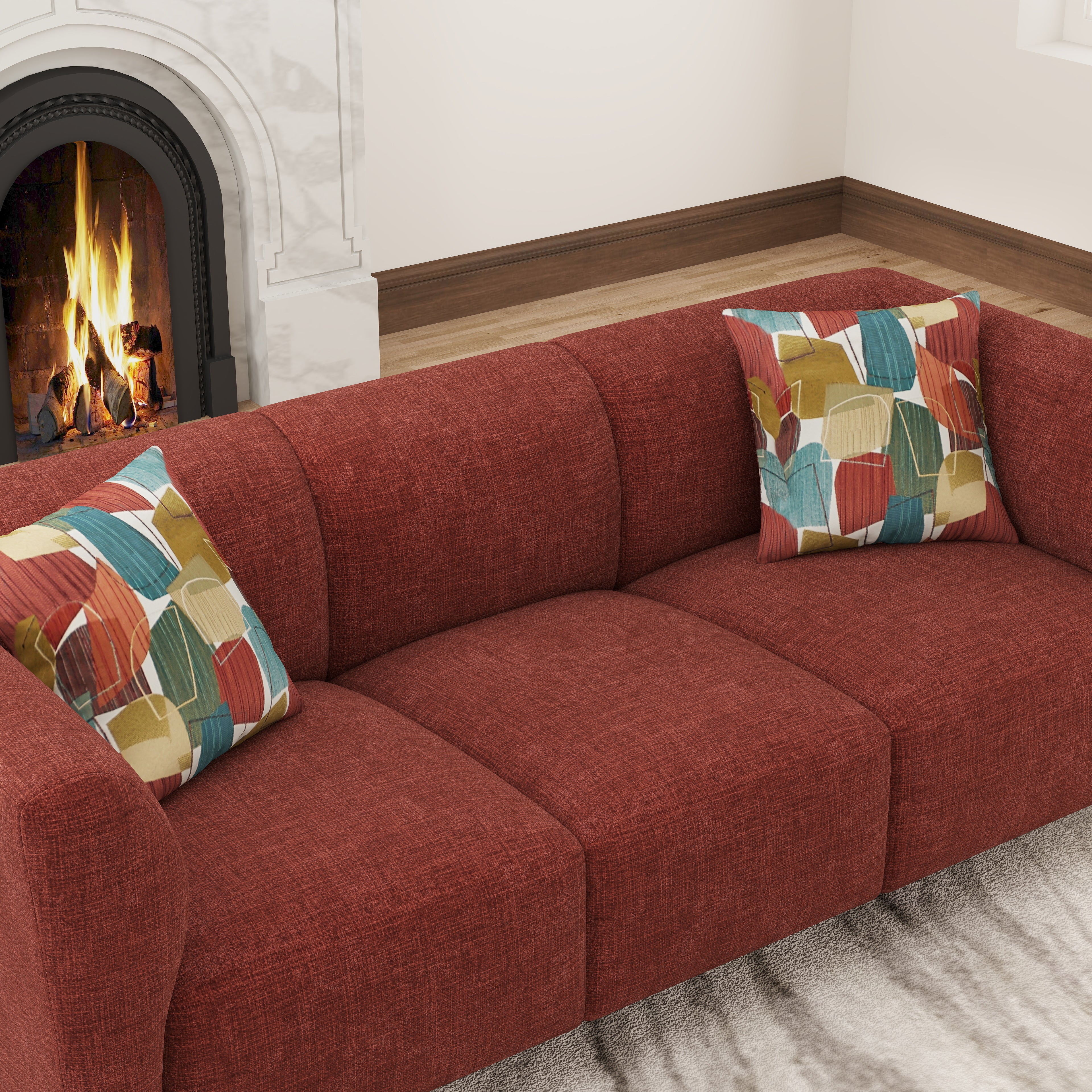 Roundhill Furniture Della Upholstered Sofa and Loveseat Set - Modern Living Room Furniture for Small Spaces | Perfect for Apartments, Condos & Cozy Homes