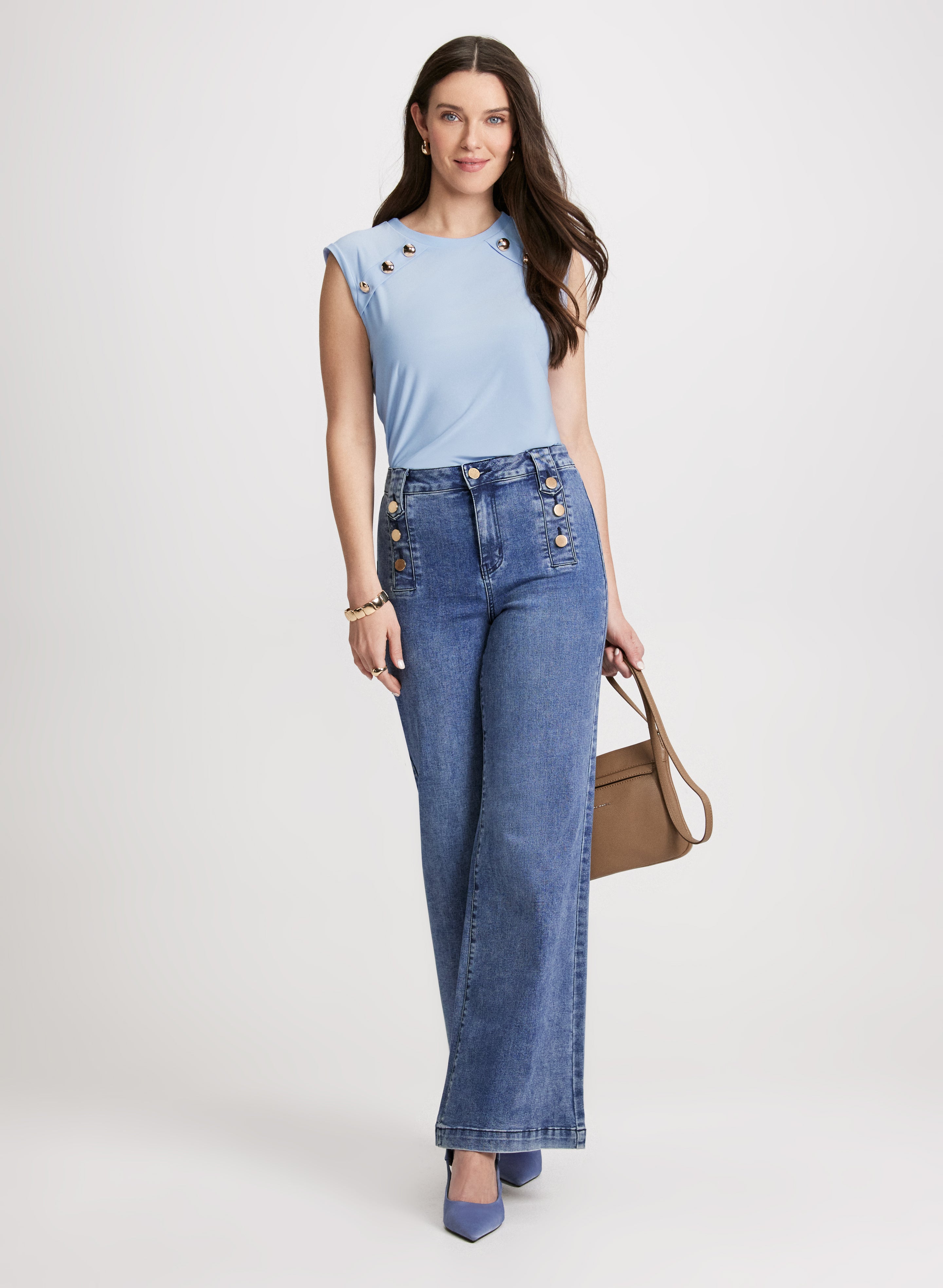 Stylish Button Detail Top for Women - Trendy Blouse with Elegant Button Accents - Perfect for Office Wear, Casual Outfits & Date Nights