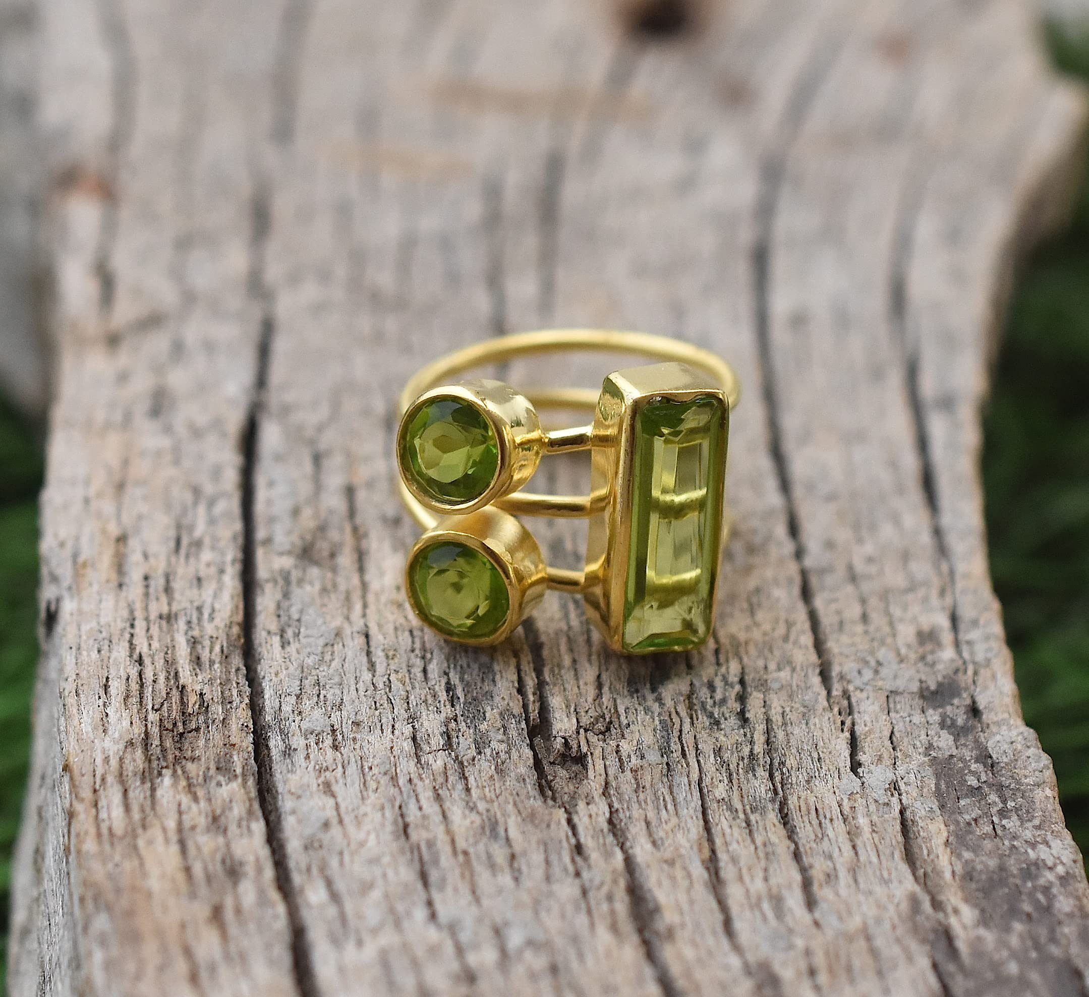 18K Gold Plated Peridot Birthstone Ring for Women | Handmade August Birthstone Jewelry | Green Gemstone Engagement Ring | VR-211 | Perfect for Birthdays, Anniversaries & Special Occasions