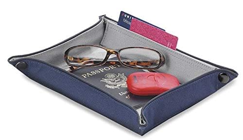 Leather Valet Tray Organizer for Men & Women - Jewelry Phone Coins Wallet Keys Holder - Bedside Entryway Desk Catch All Tray with Foldable Design - Perfect for Home Office Travel Gift
