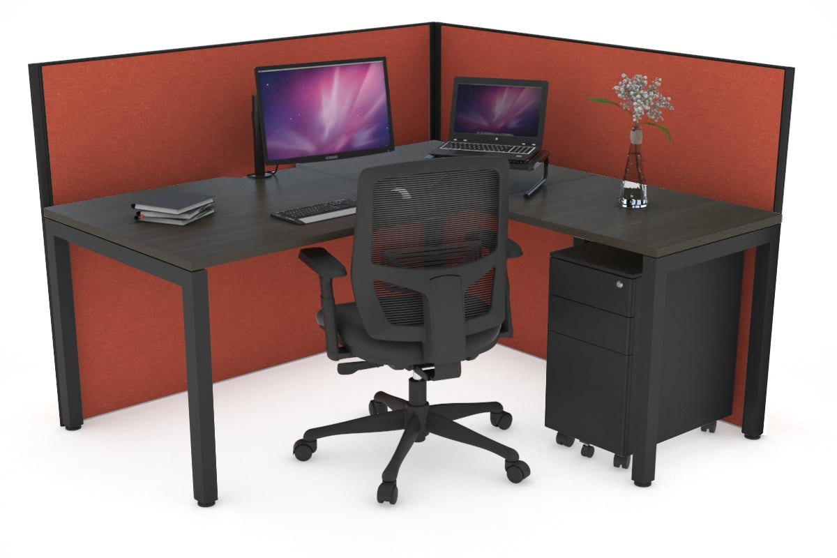 Horizon Quadro Square Legs L-Shaped Corner Office Desk - 1600L x 1800W with Cable Management | Modern Home Office & Gaming Desk for Small Spaces
