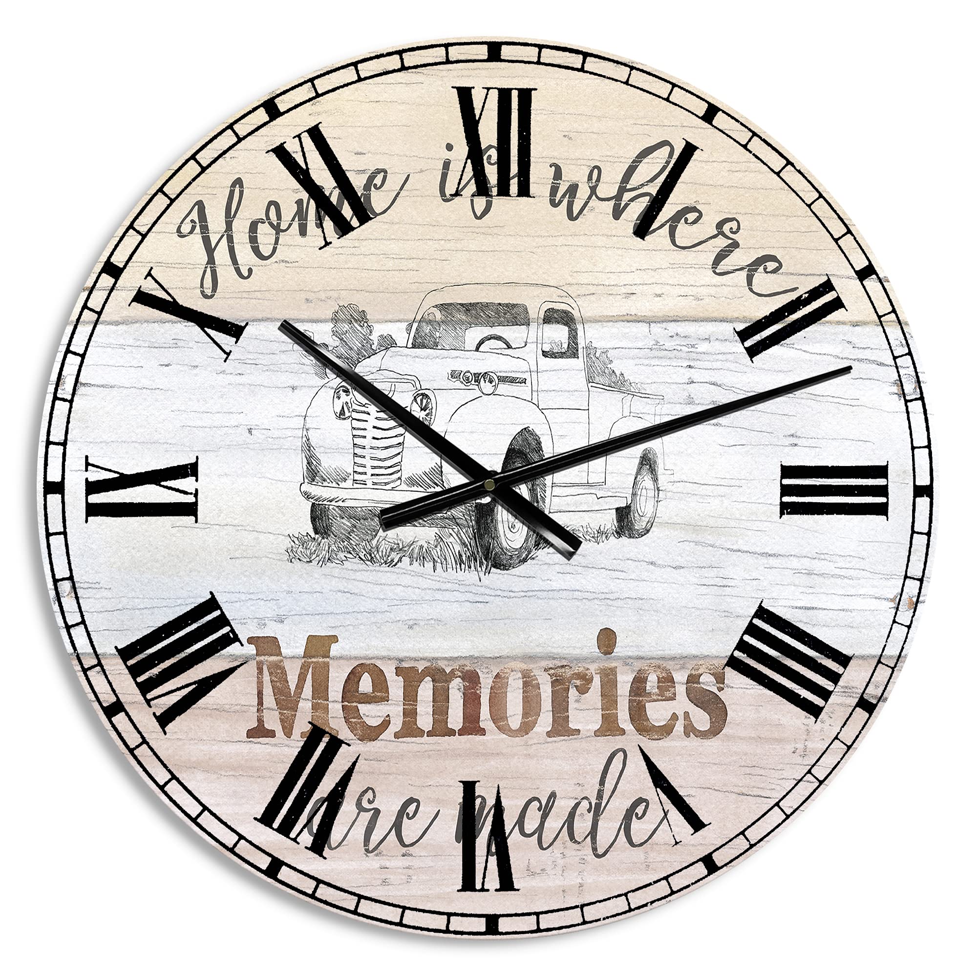 Farmhouse Moment Truck Wall Clock - Rustic Wooden Clock for Home, Bedroom, Bathroom, Office & Living Room Decor - Perfect for Country, Vintage & Farmhouse Style Interiors