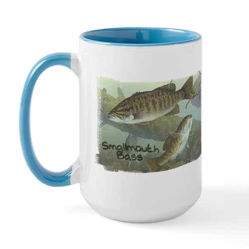 White/Blue Inside - Smallmouth Bass, Fish Large Mug
