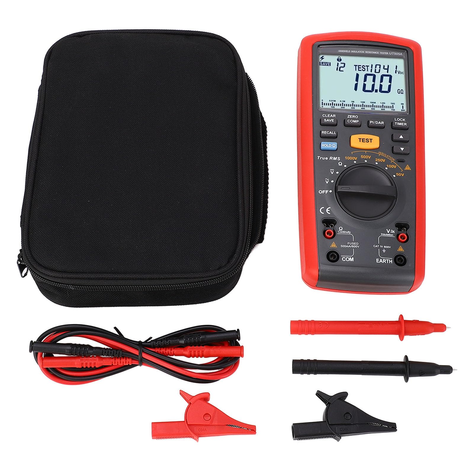 UT505A Handheld Digital Insulation Resistance Tester - 1000V Megohmmeter for Home & Industrial Electrical Safety Testing - Perfect for HVAC, Motors, and Wiring Inspections