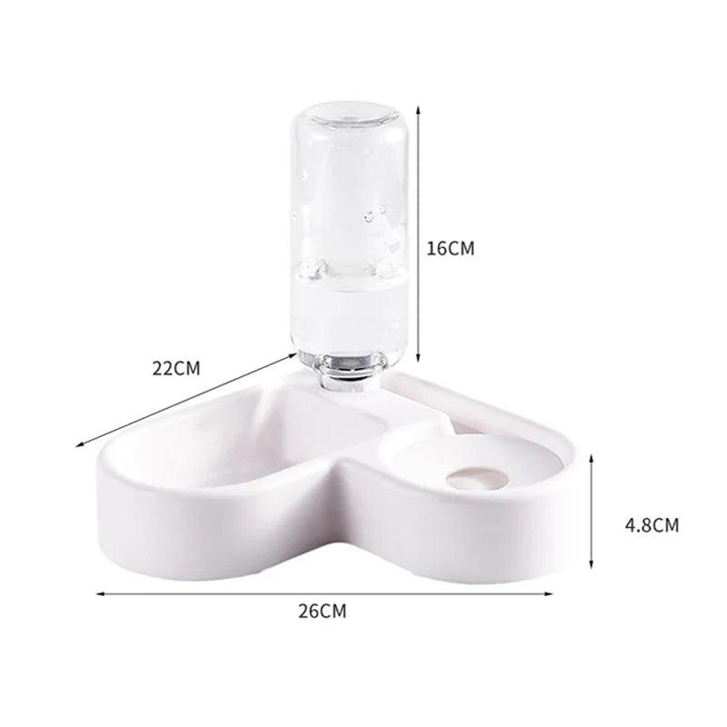 Automatic Pet Feeder and Water Bowl Set - Heart Shaped Design for Cats & Dogs - Perfect for Home, Office, or Travel Use