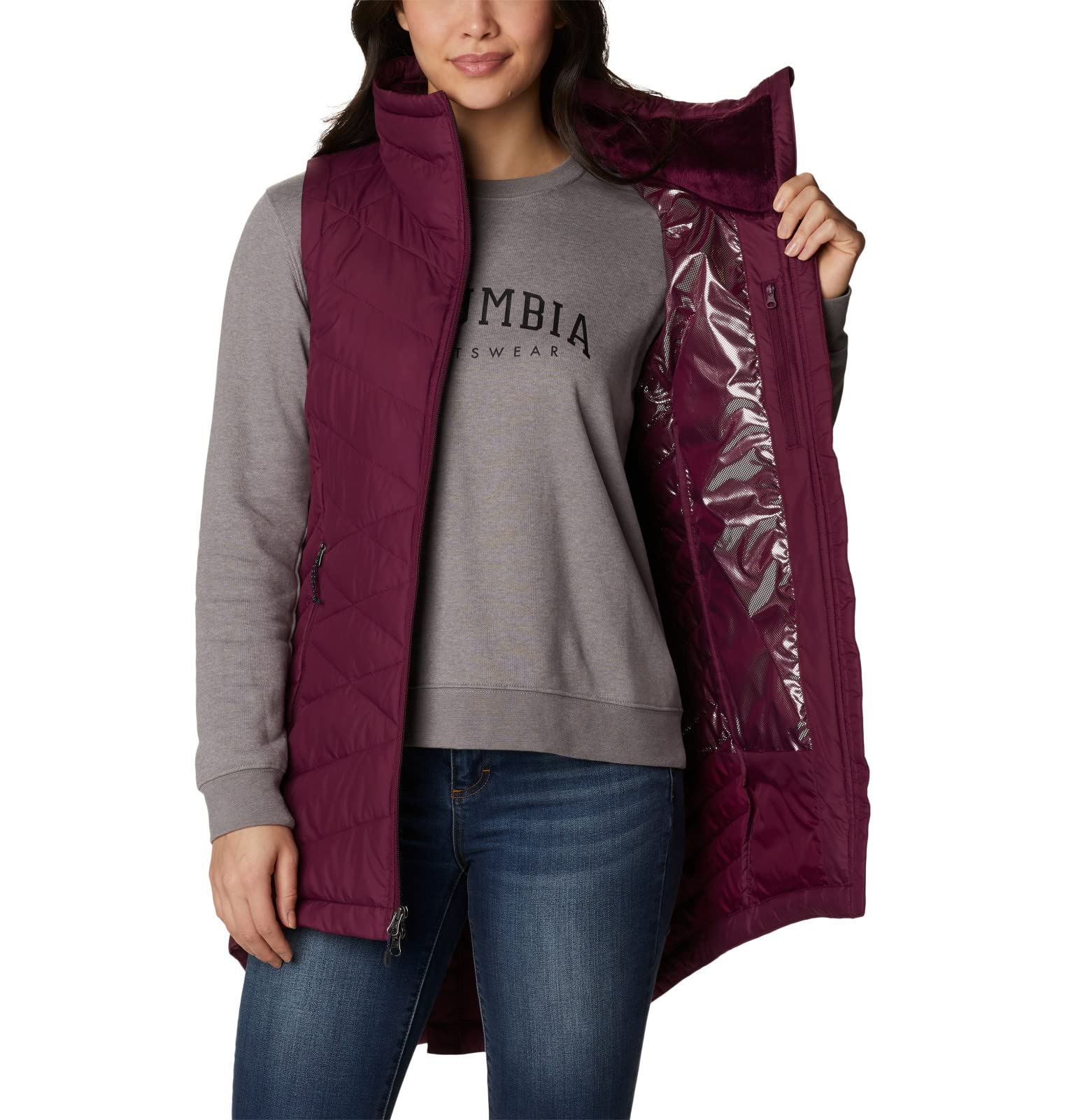 Columbia Women's Heavenly Long Vest - Lightweight Water-Resistant Puffer Vest for Outdoor Activities, Hiking & Travel