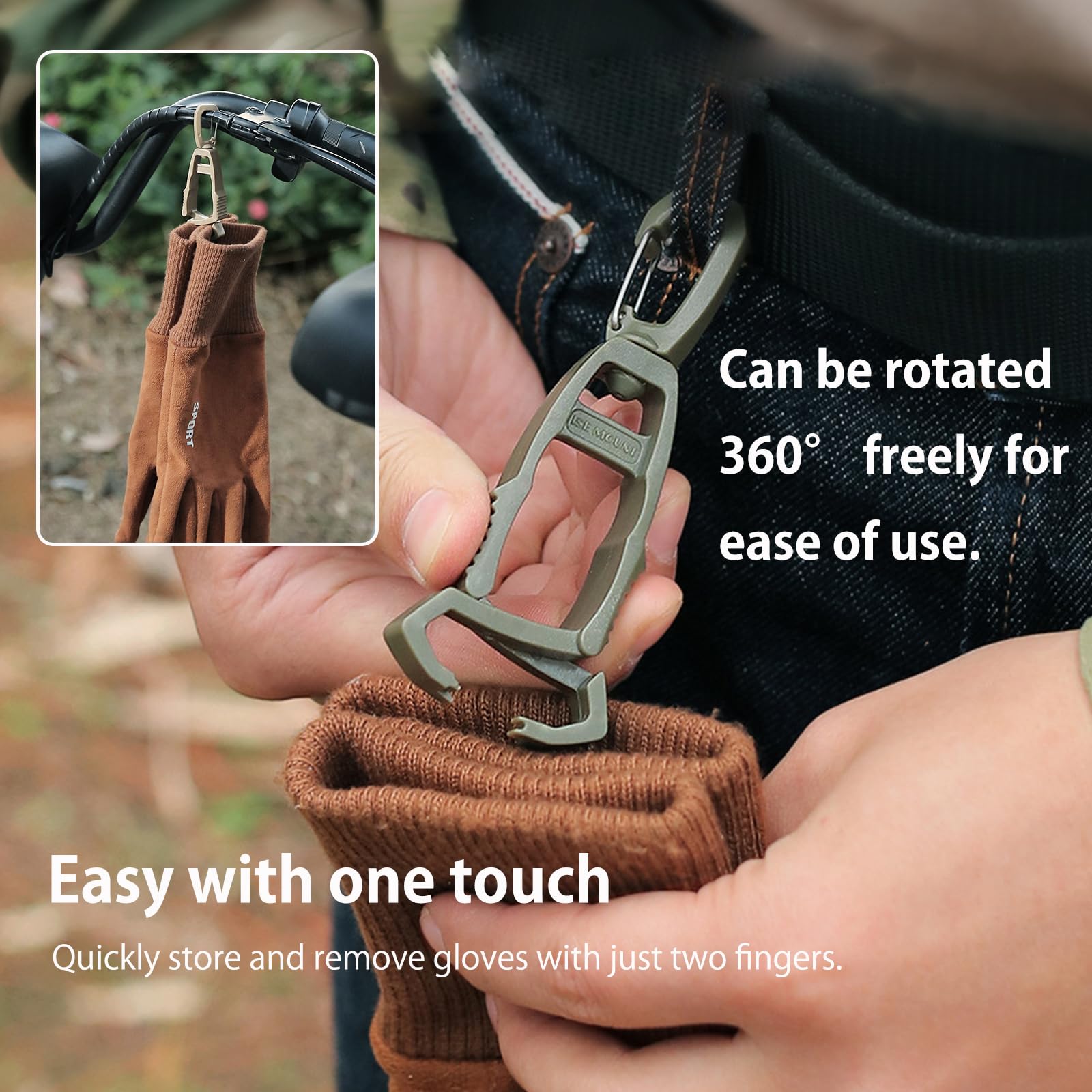3pcs Work Glove Clips for Duty Belt - Construction & Outdoor Use