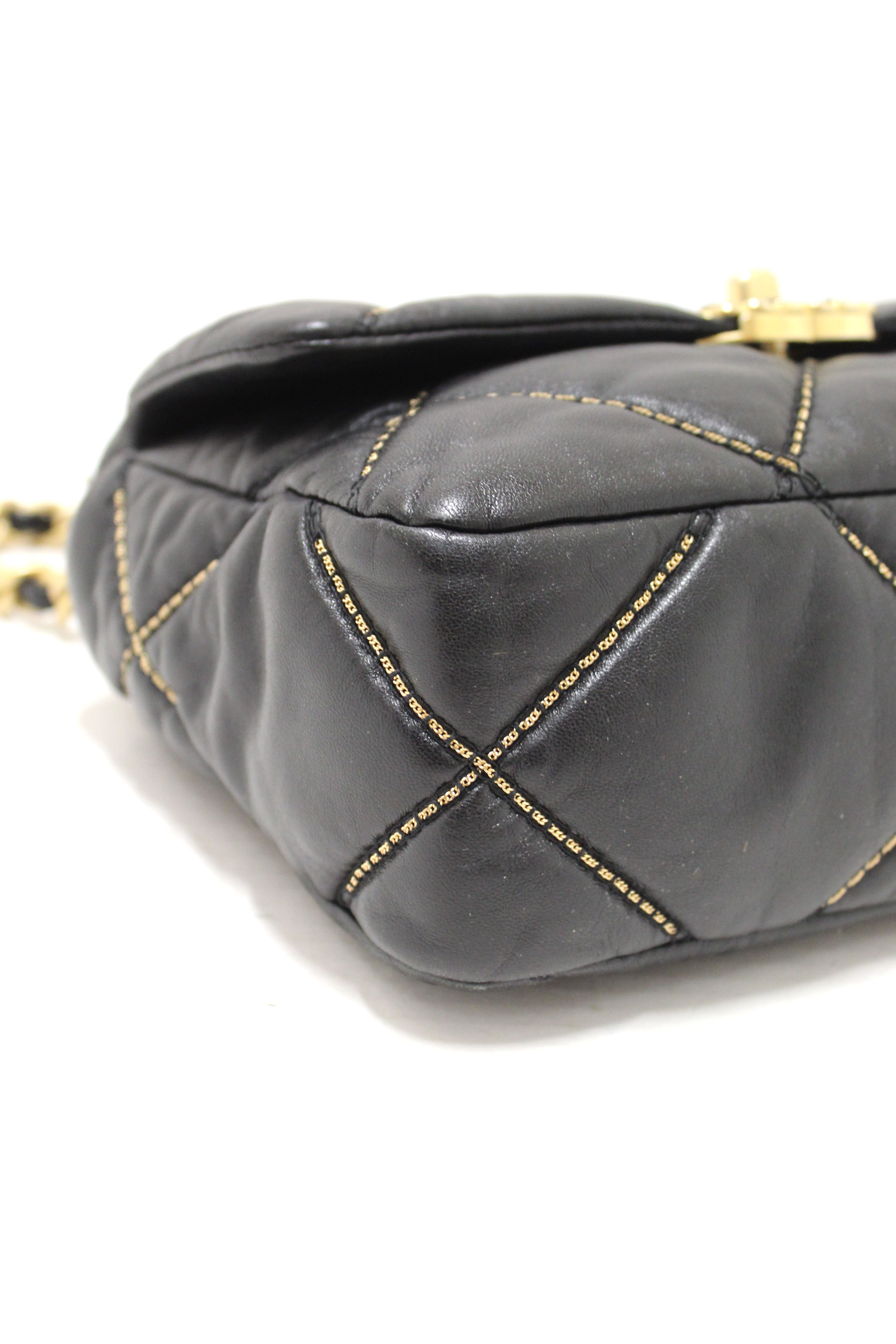 Authentic Limited Edition Chanel 19 Medium Black Quilted Lambskin Leather Shoulder Crossbody Bag | Luxury Designer Handbag for Women | Perfect for Date Night, Parties & Special Occasions