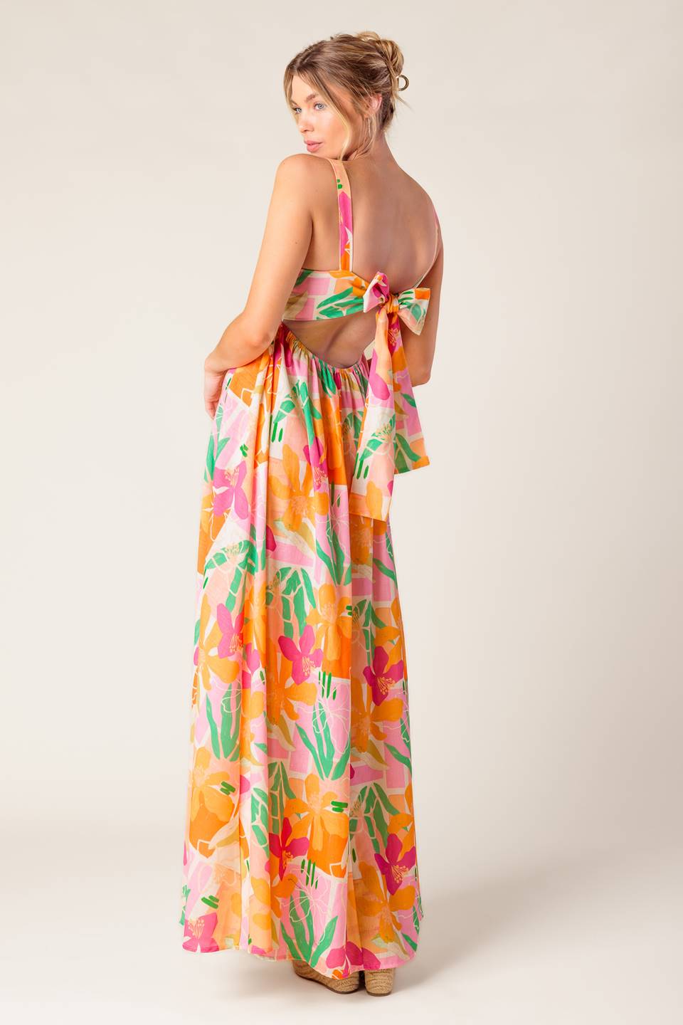 BON VOYAGE MAXI DRESS - Floral Print Summer Beach Dress for Women in Pink & Orange | Perfect for Vacation, Pool Party & Boho Outfit