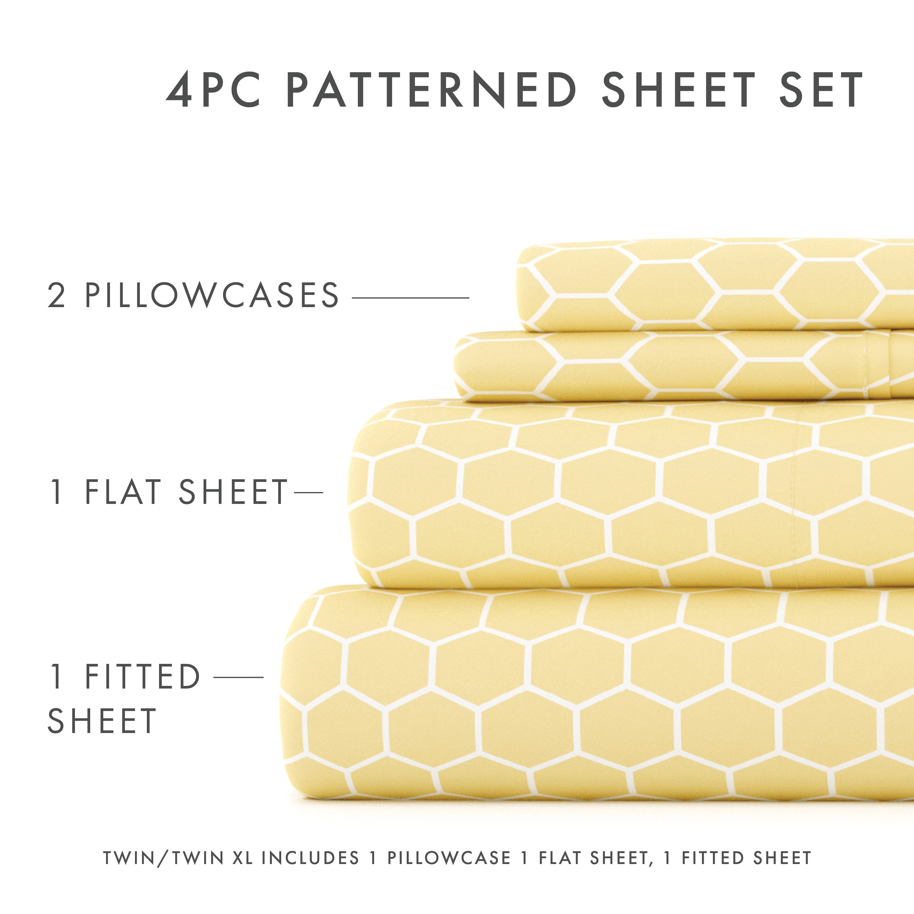 Premium Honeycomb Pattern 4-Piece Bed Sheet Set - Queen Size, Soft Breathable Cotton Blend - Perfect for Bedroom, Guest Room & Dormitory