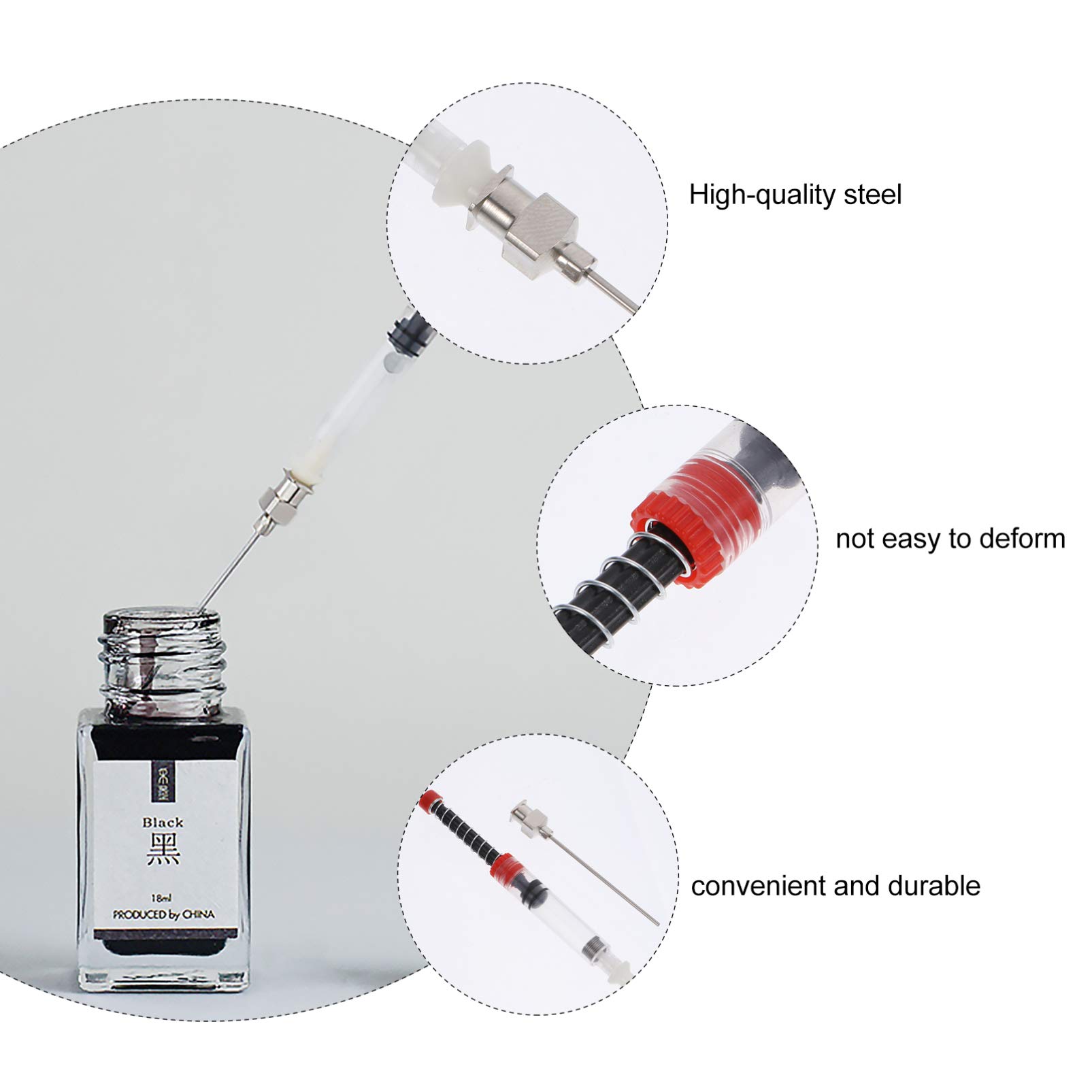 5-Pack Fountain Pen Ink Filling Tool with Plastic Needle Tip - Spring Filler & Converter Absorber for Smooth Ink Refills - Perfect for Calligraphy, Journaling & Office Writing