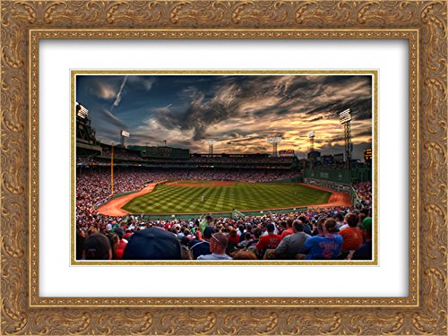 Fenway Park 2X Matted 24x20 Gold Ornate Framed Art Print - Boston Red Sox Stadium Series Wall Decor for Baseball Fans & Sports Memorabilia Collectors - Perfect for Home, Office, or Man Cave