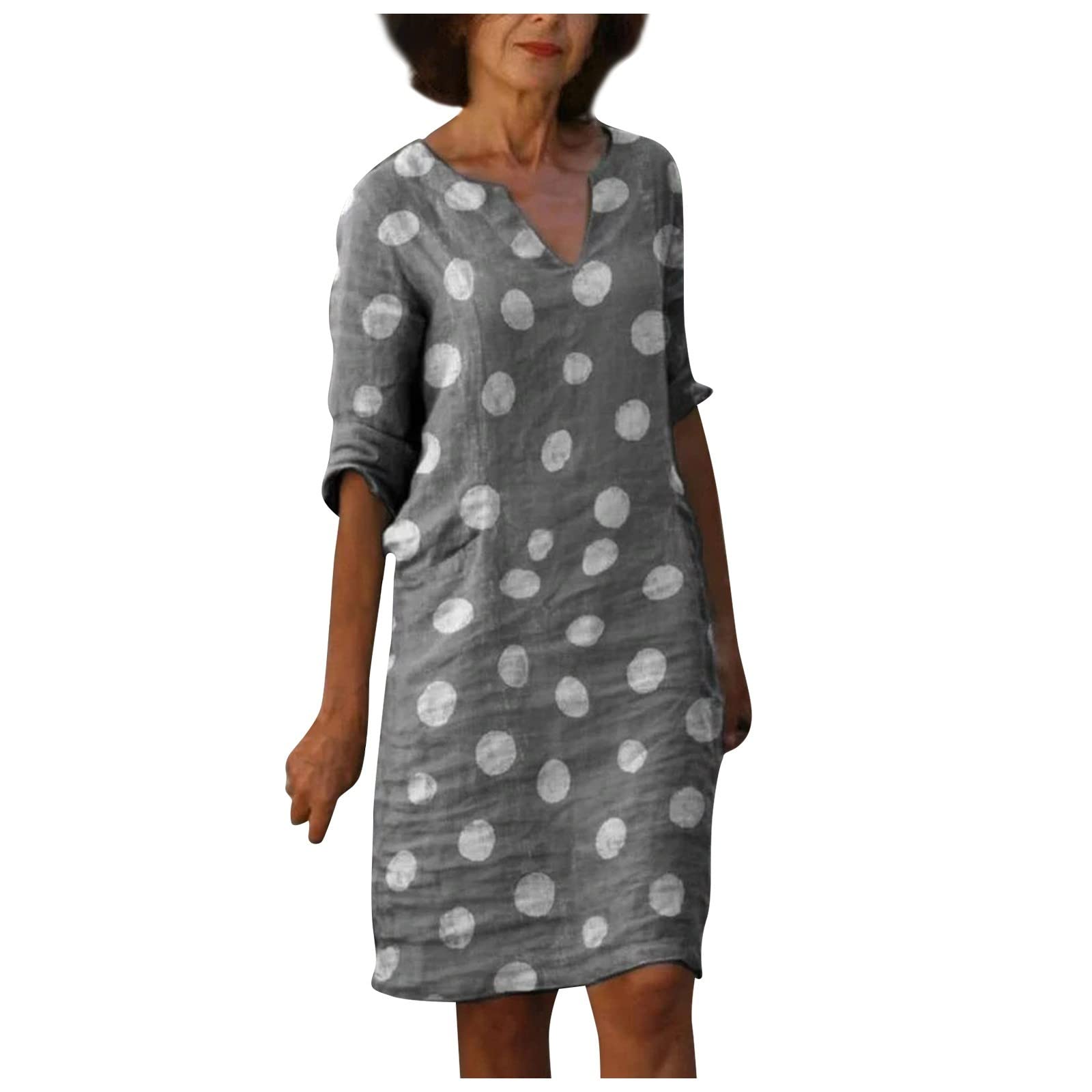 Women's Short Sleeve V-Neck Sundress - Retro Floral Print Casual Comfortable Dress for Summer, Beach, Wedding Guest & Street Fashion