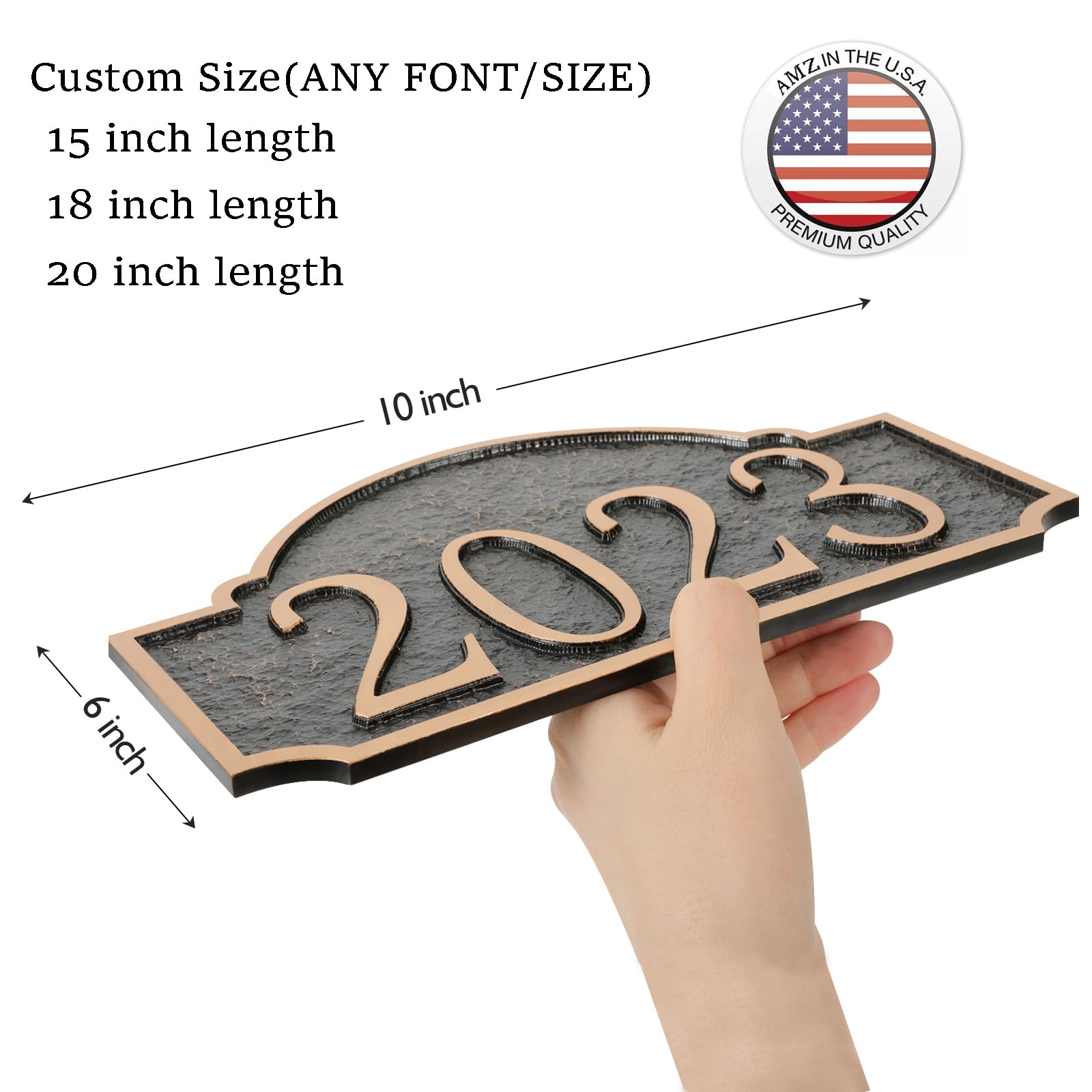 Personalized Large Address Plaque - Custom House Number Sign for Outdoor, Fence & Driveway, 10'' x 6'' Rustproof Metal (1/4'' Thick) - Perfect for Apartments, Mailbox & Front Door Decor