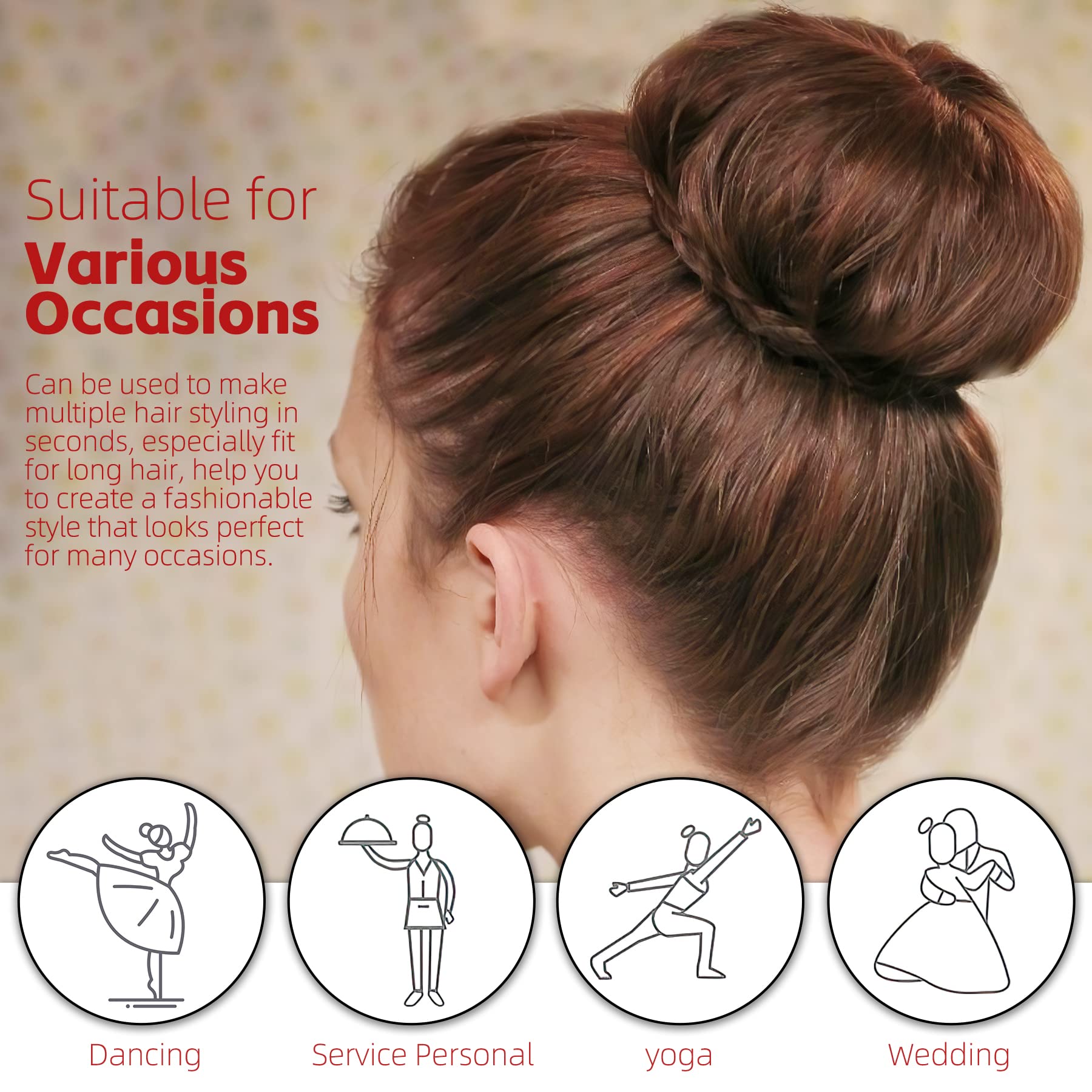 36-Piece Hair Styling Kit with Donut Bun Maker, Hair Rings & Twist Accessories - DIY Hairstyles for Women & Girls (Black) - Perfect for Parties, Weddings & Everyday Styling