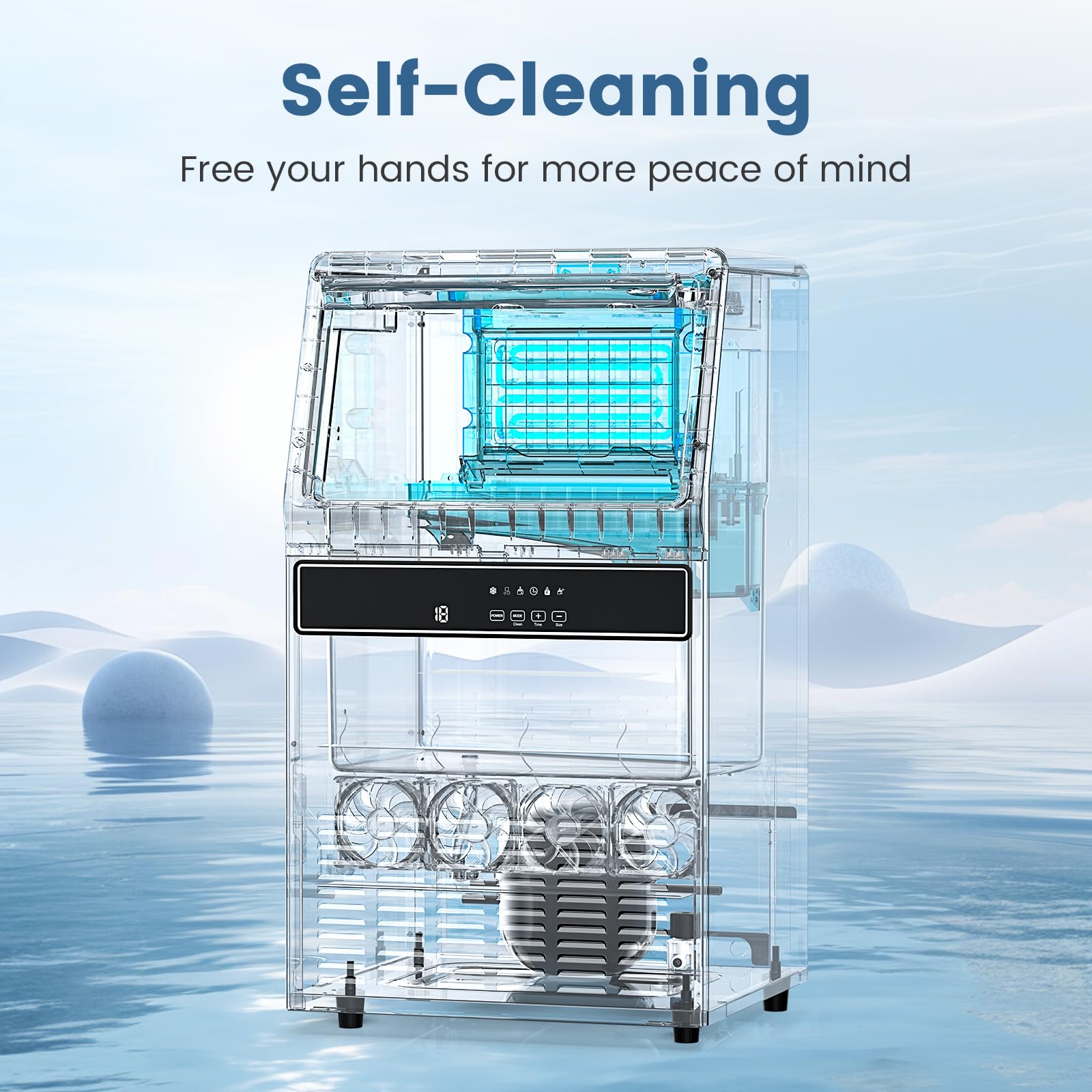 COWSAR 100 lbs/24H Commercial Ice Maker Machine - 45 Ice Cubes per Cycle, Self-Cleaning Stainless Steel Under Counter Ice Machine with 48-Hour Timer for Bars, Cafes, Restaurants & Home Use - Perfect for Cocktails, Beverages & Food Preservation