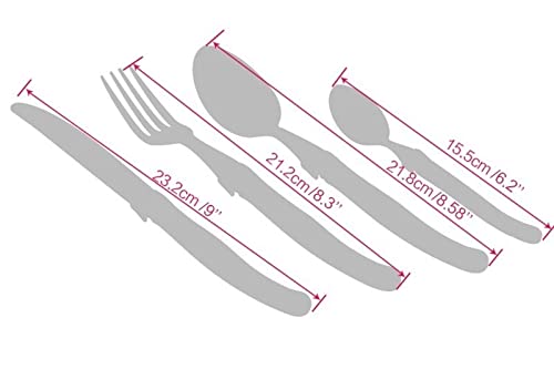 24-Piece Stainless Steel Silverware Set with Colorful ABS Plastic Handles - Complete Dinnerware Cutlery for Everyday Use, Parties & Restaurant Dining