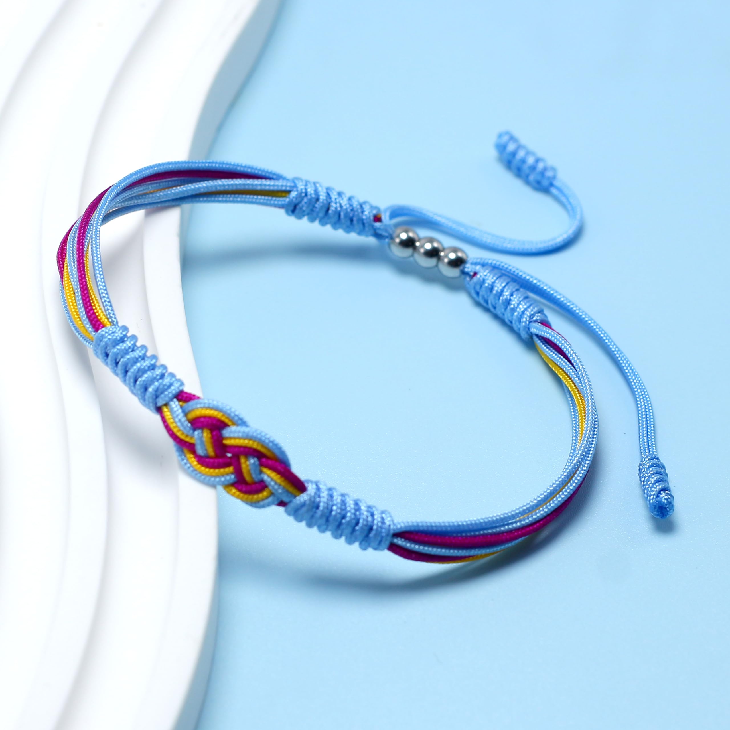 Pansexual Infinity Bracelet - LGBTQIA+ Pride Love Wrist Wrap for Women & Men - Boho Rope Surfer Bracelet - Unisex Pan Pride Jewelry Gift for Couples, Friends & Allies - Perfect for Pride Parades, Festivals & Everyday Wear